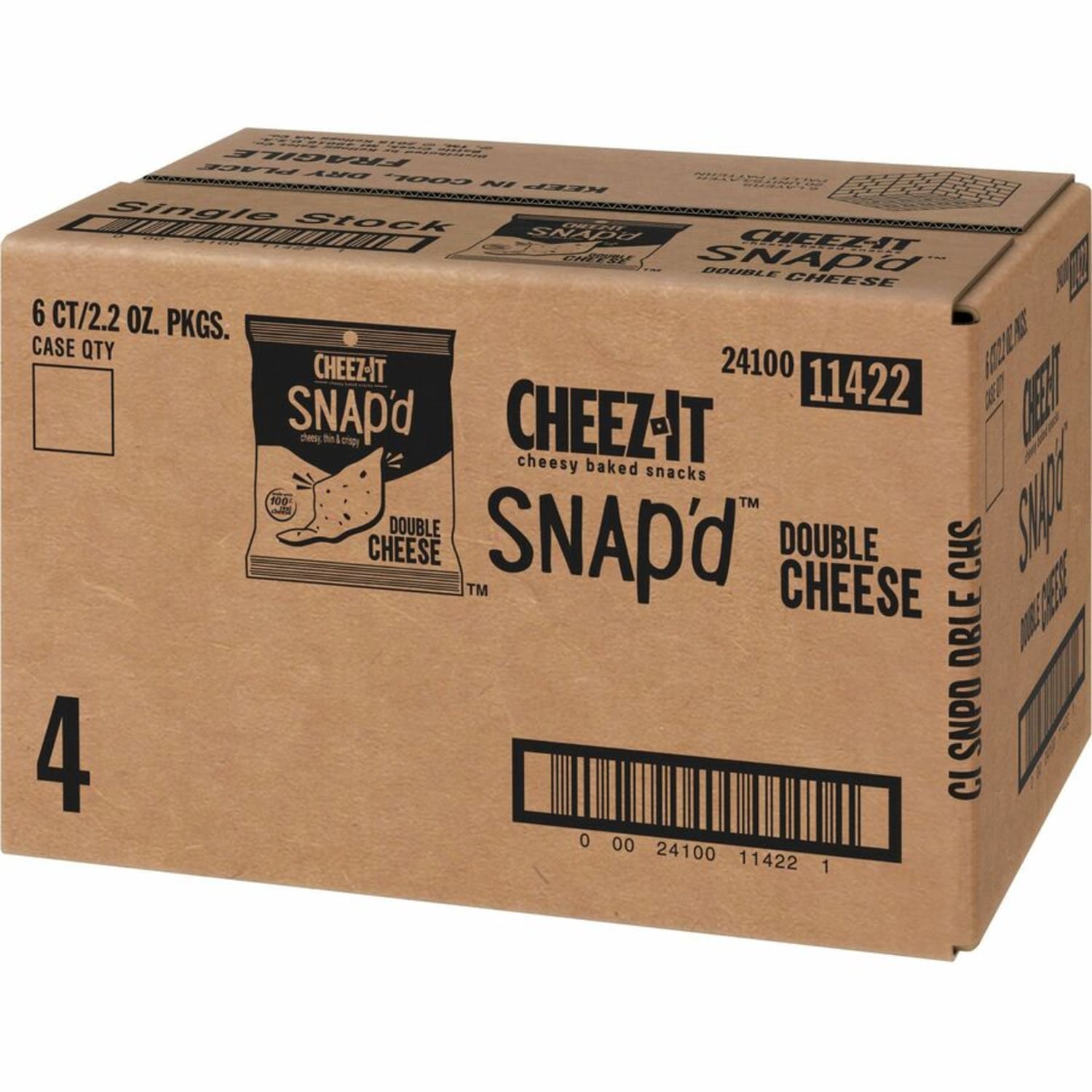 Cheez-It Snap-d Double Cheese Crackers - Cheese - 2.20 oz - 6 / Carton - Image 4