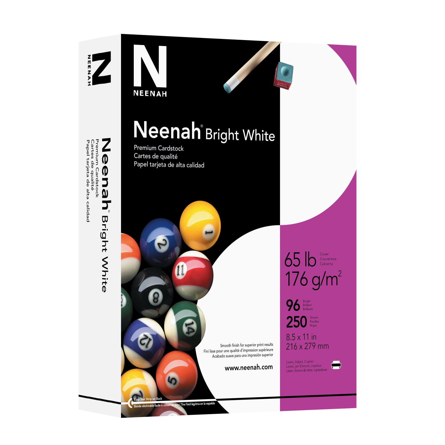 Neenah Premium Card Stock, Bright White, Letter (8.5in x 11in), 65 Lb, Pack Of 250 - Image 3