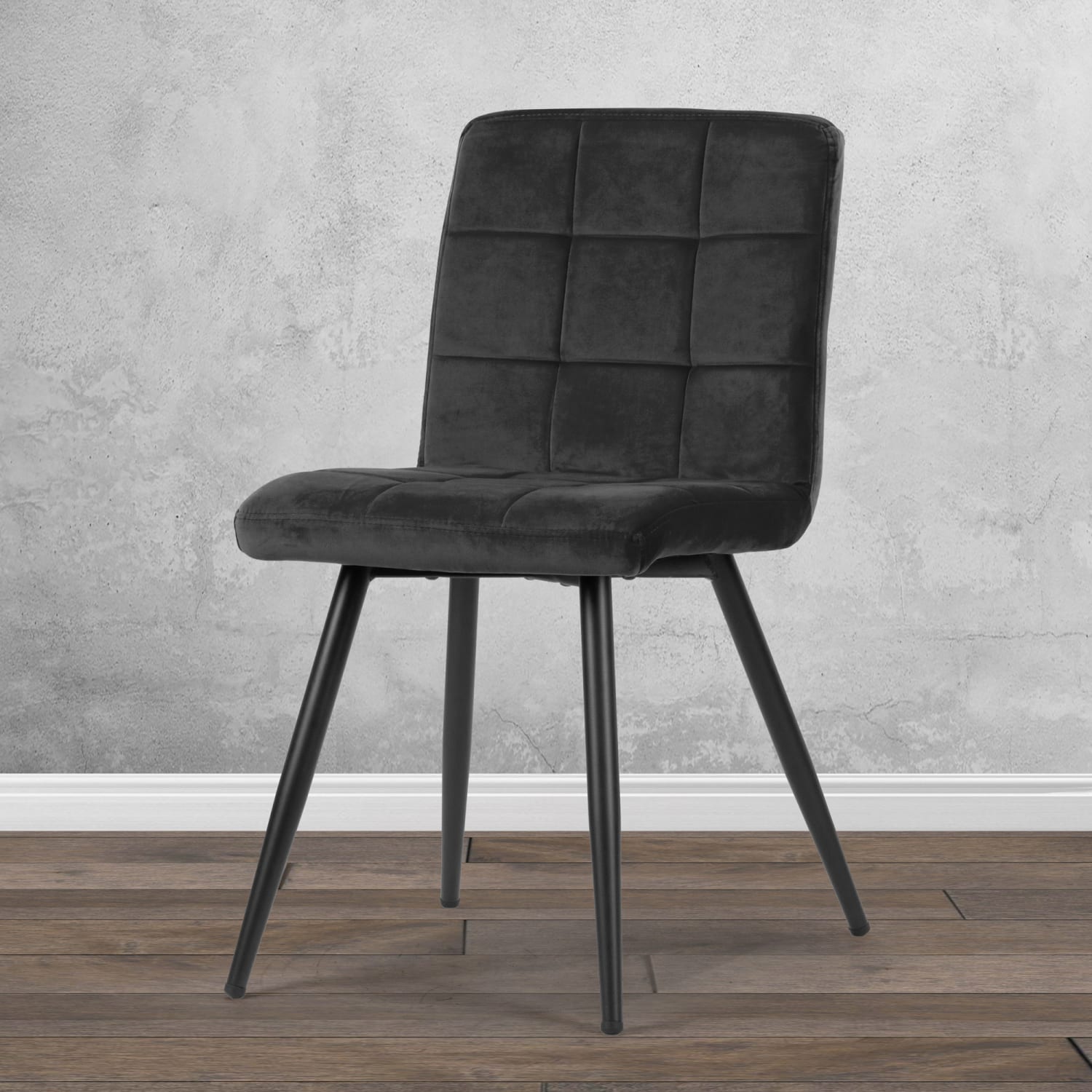 Glamour Home Anika Velvet Dining Chairs With Metal Legs, Black, Set Of 2 Chairs - Image 3