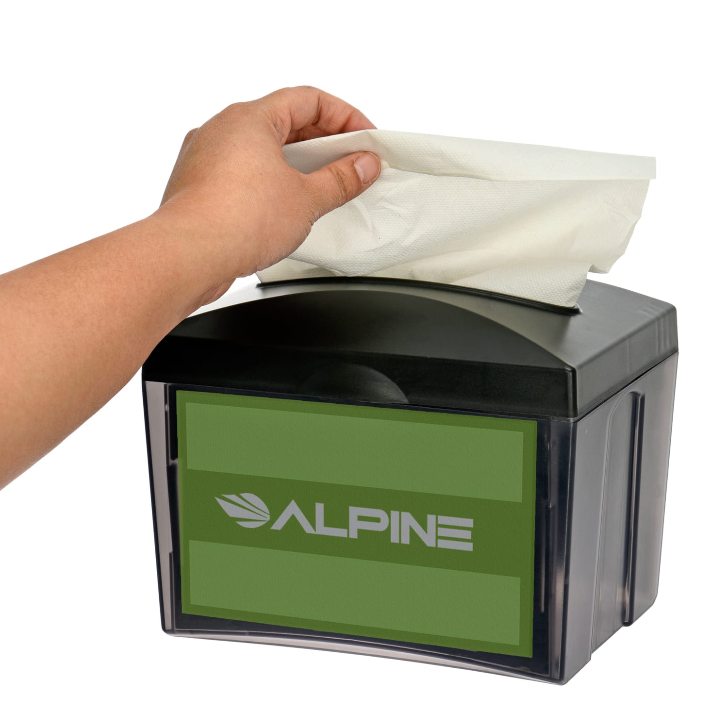 Alpine Tabletop Interfold Napkin Dispensers, 6-1/2in x 8in x 6in, Black, Pack of 2 Dispensers - Image 3