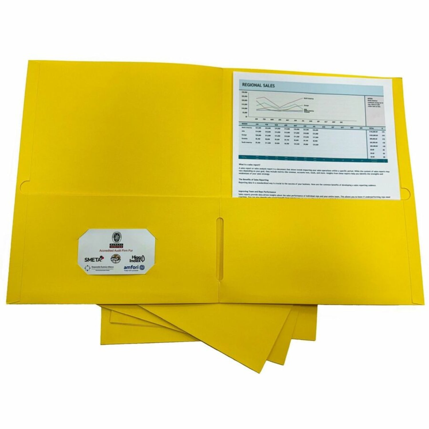Business Source Letter Portfolio - 8 1/2in x 11in - 125 Sheet Capacity - Inside Front & Back Pocket(s) - Yellow - 25 / Box - Image 4