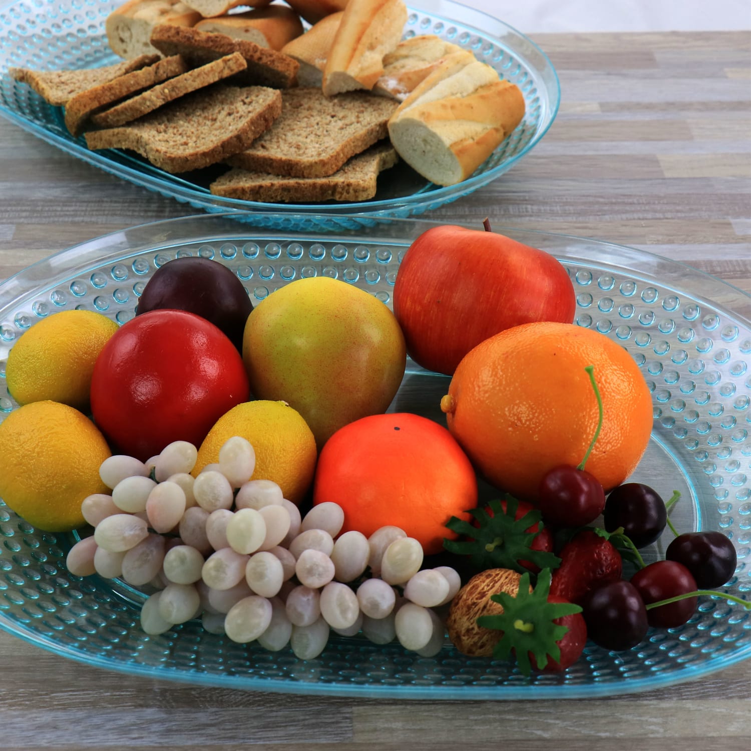 Gibson Home 2-Piece Platter Set, 15-3/4in, Aqua - Image 4