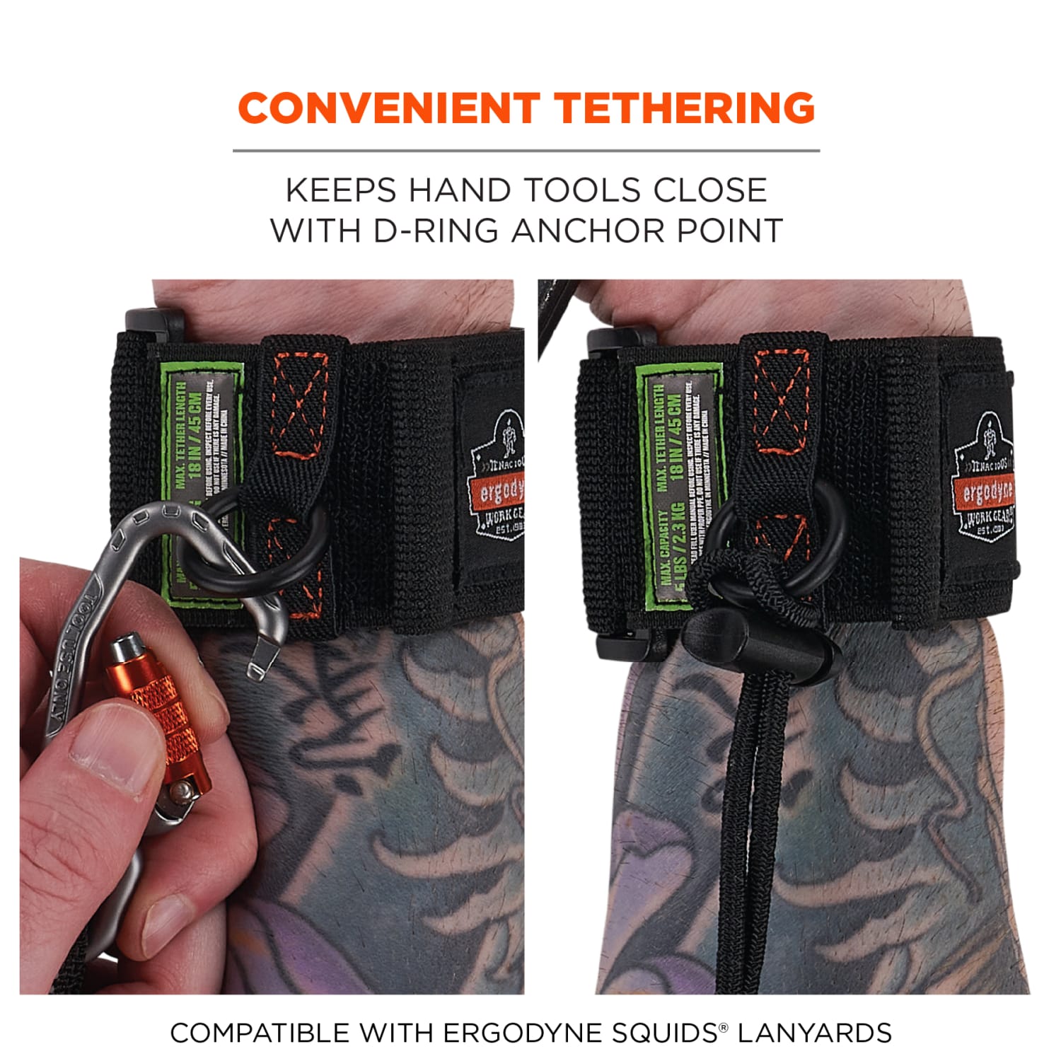 Ergodyne Squids 3123 Tool Wristband, 18in, Black - Image 5