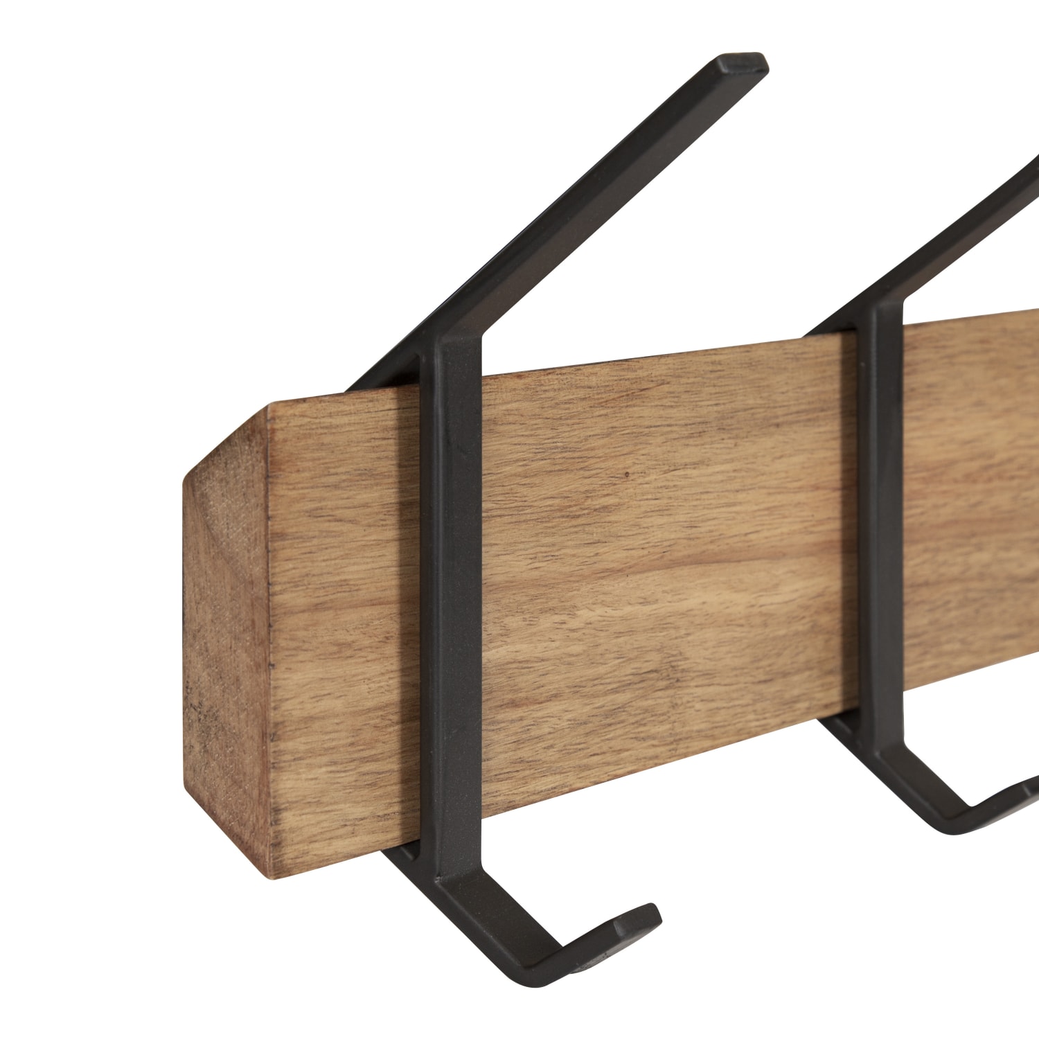 Kate and Laurel Rossmore Wood And Metal 5-Hook Shelf, 4-3/8inH x 29-15/16inW x 7-1/4inD, Rustic Brown/Black - Image 4