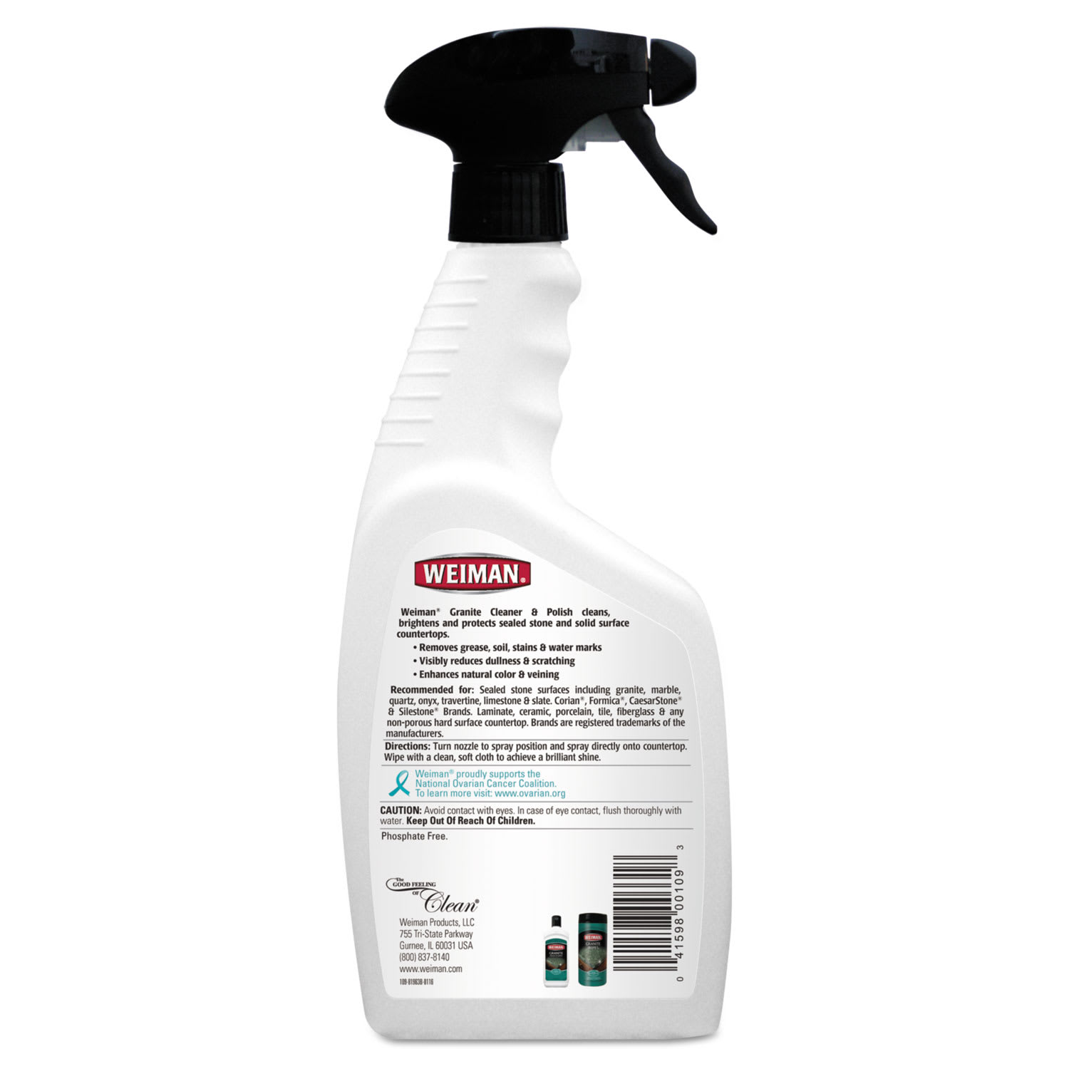 WEIMAN Granite Cleaner and Polish, Citrus Scent, 24 oz Spray Bottle, 6/Carton - Image 3