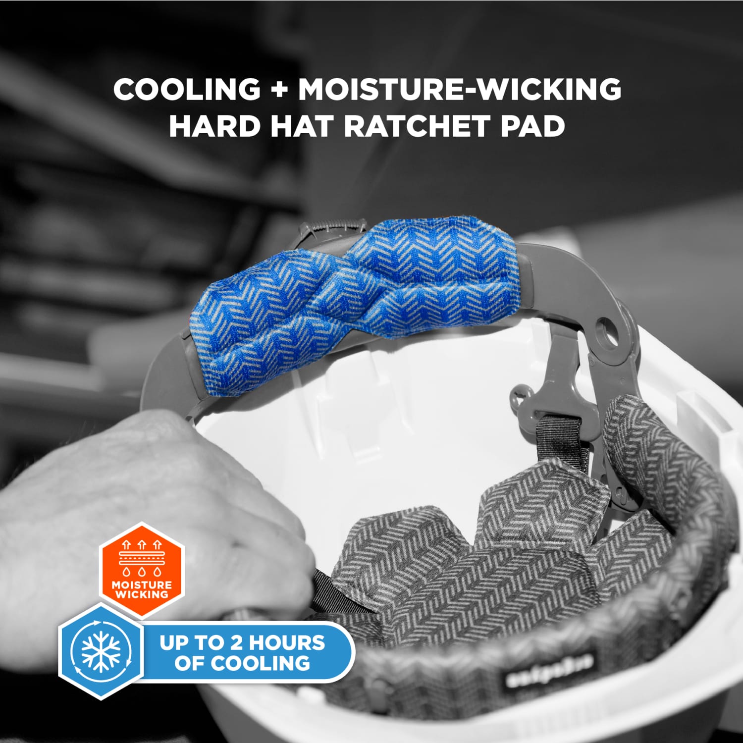 Ergodyne Chill-Its 6613 Hard Hat Cooling Ratchet Pads, Blue, Pack Of 3 Pads - Image 3