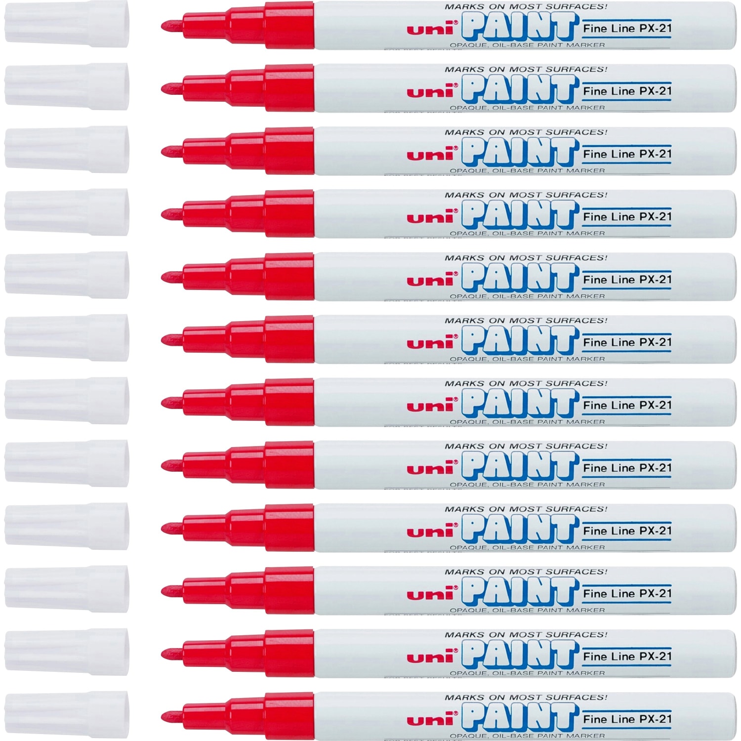 Uni-Paint Markers, Fine Point, Red, Pack Of 12 - Image 3