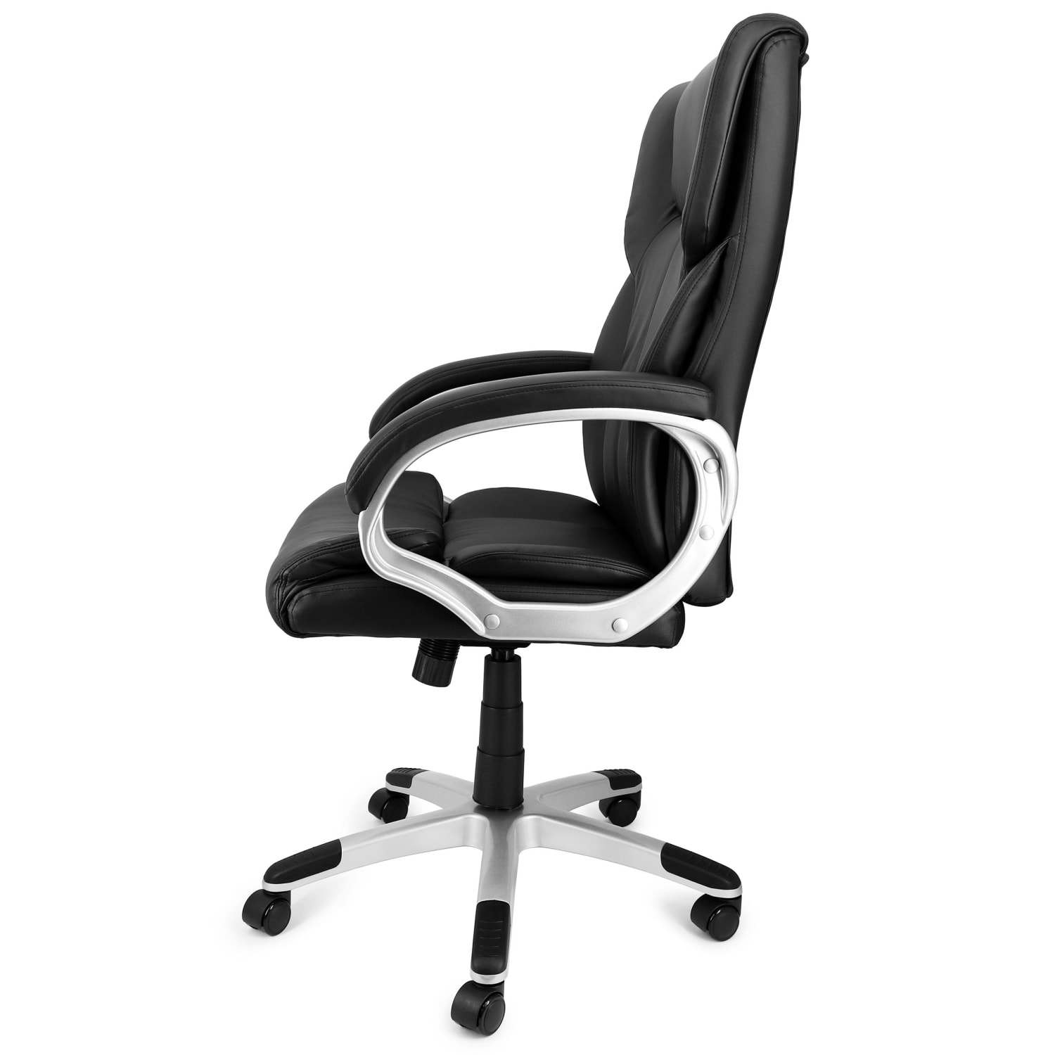 Elama Faux Leather High-Back Adjustable Office Chair, Black/Gray - Image 3