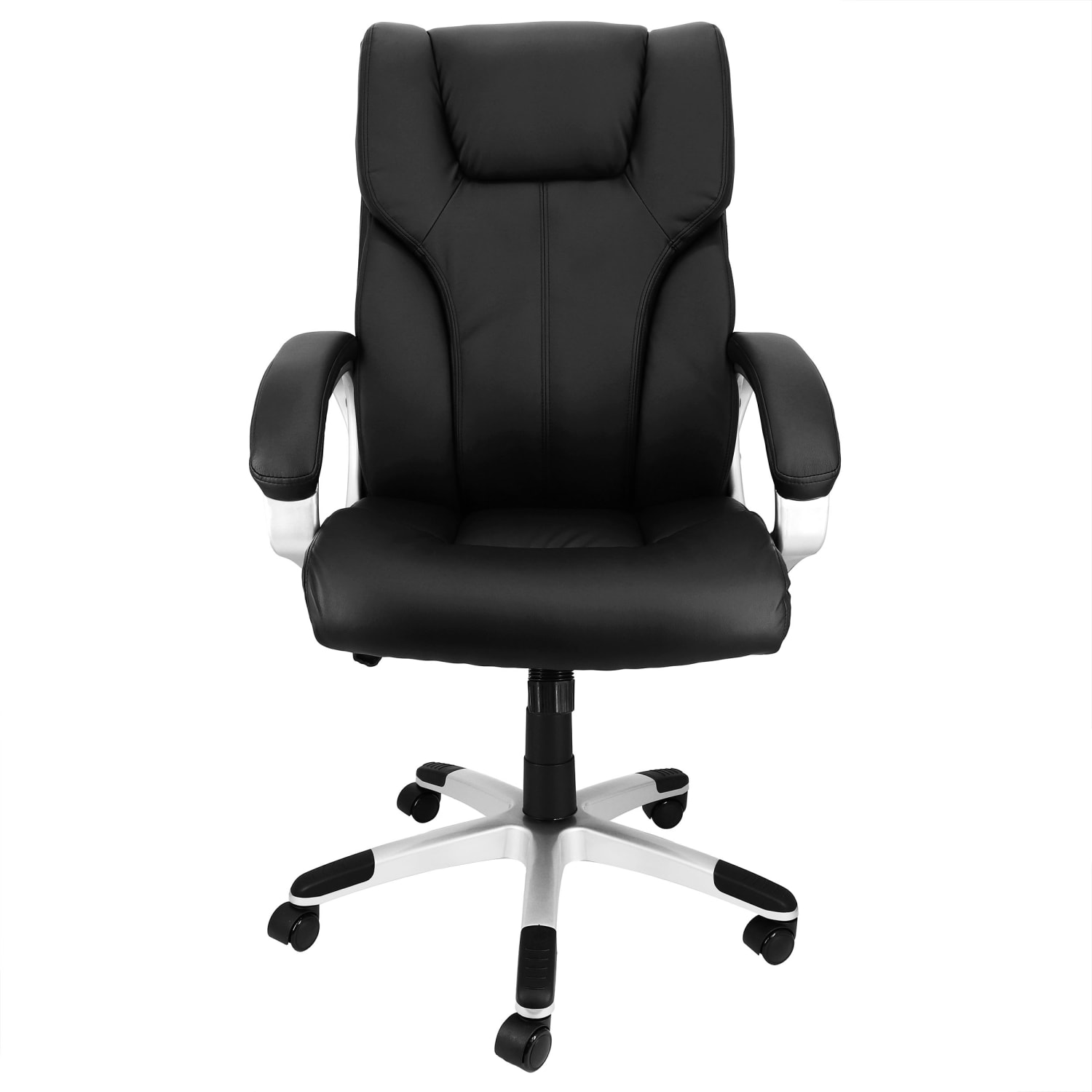 Elama Faux Leather High-Back Adjustable Office Chair, Black/Gray - Image 5