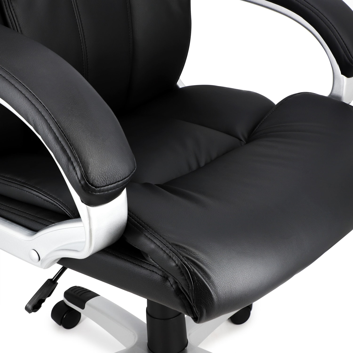Elama Faux Leather High-Back Adjustable Office Chair, Black/Gray - Image 6
