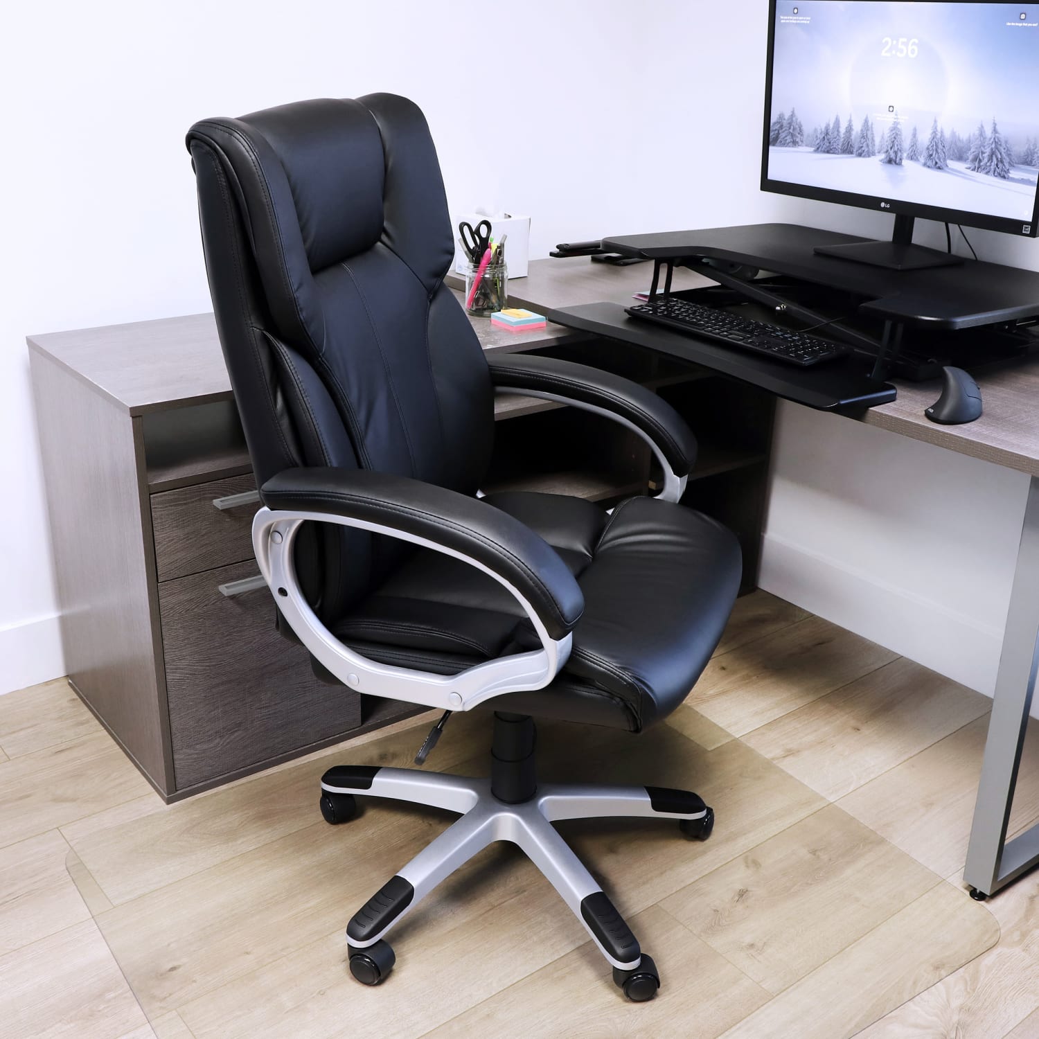 Elama Faux Leather HighBack Adjustable Office Chair BlackGray 995120166M PopularChairscom Elama Faux Leather High Back Adjustable Office Chair BlackGray 995120166M PopularChairscom