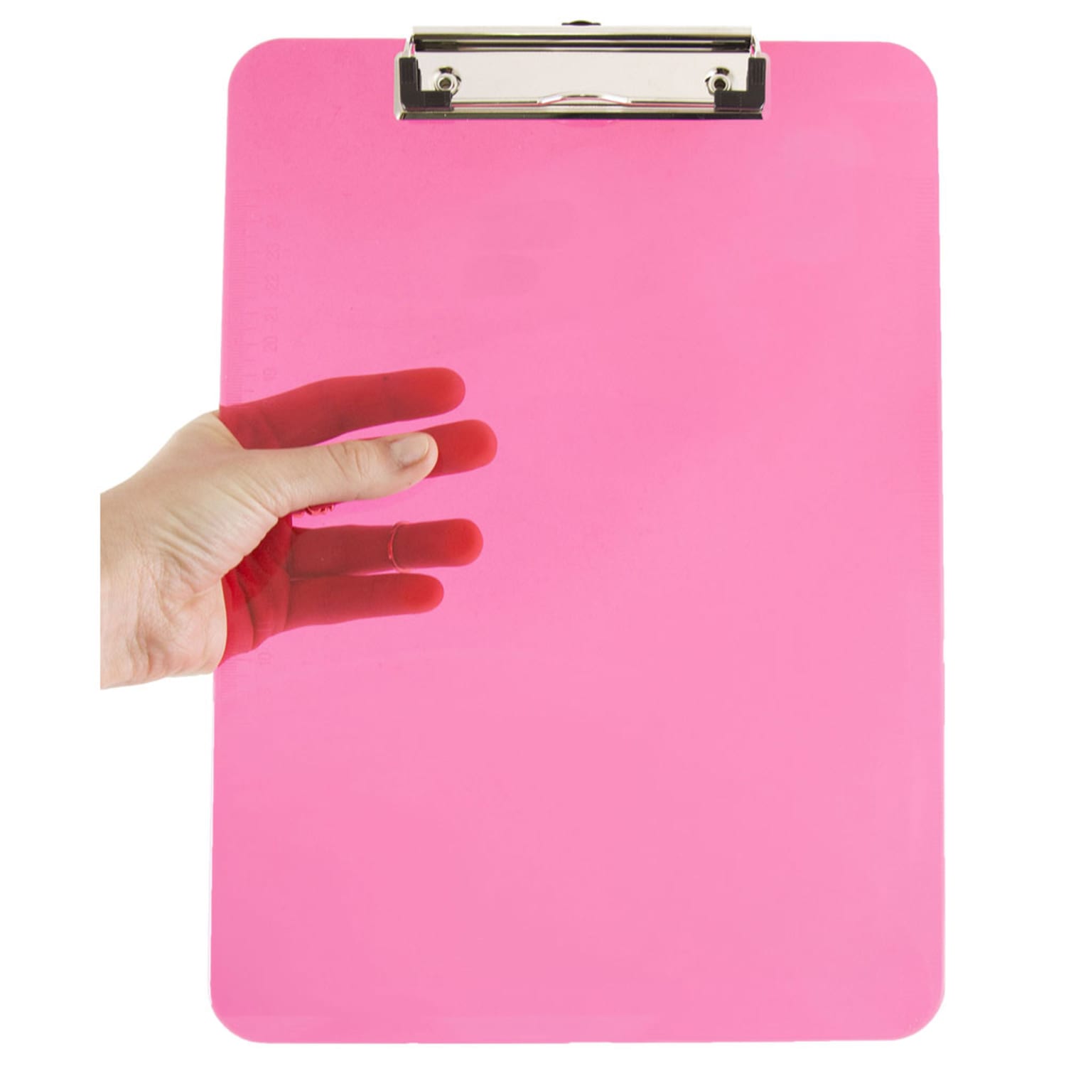 JAM Paper Plastic Clipboards with Low Profile Metal Clip, 9in x 13in, Pink - Image 3
