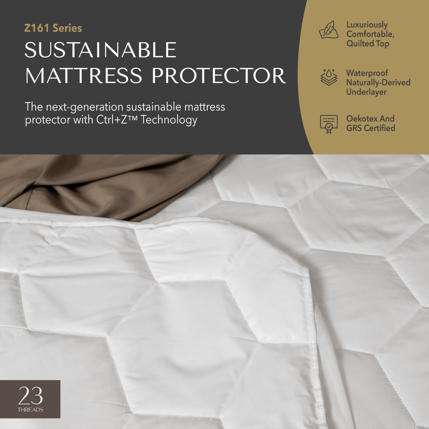 23 Threads Plush Quilted Mattress Protector, Ctrl+Z Technology, White, Queen, Case Of 6 - Image 3