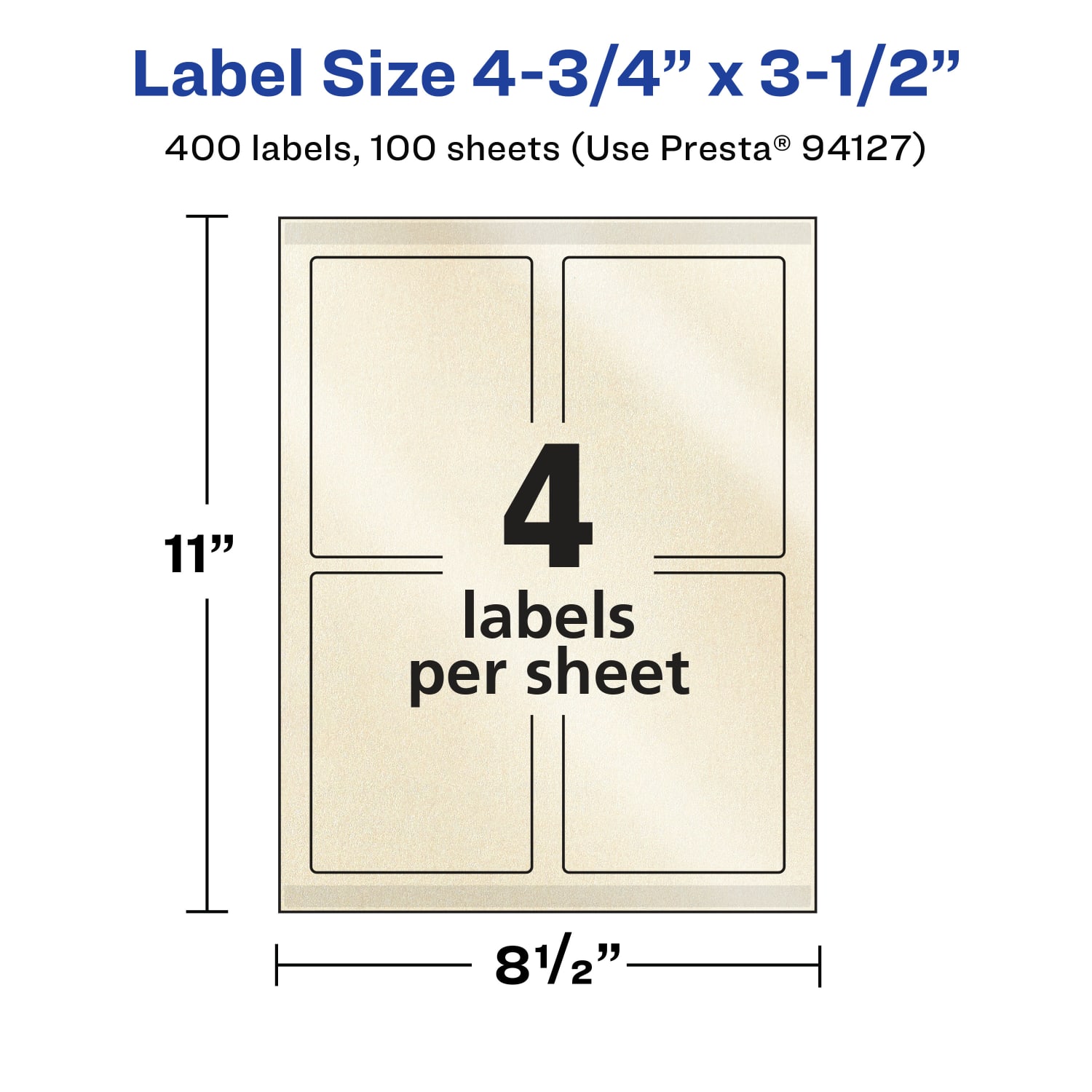 Avery Pearlized Permanent Labels With Sure Feed, 94127-PIP100, Rectangle, 4-3/4in x 3-1/2in, Ivory, Pack Of 400 Labels - Image 6
