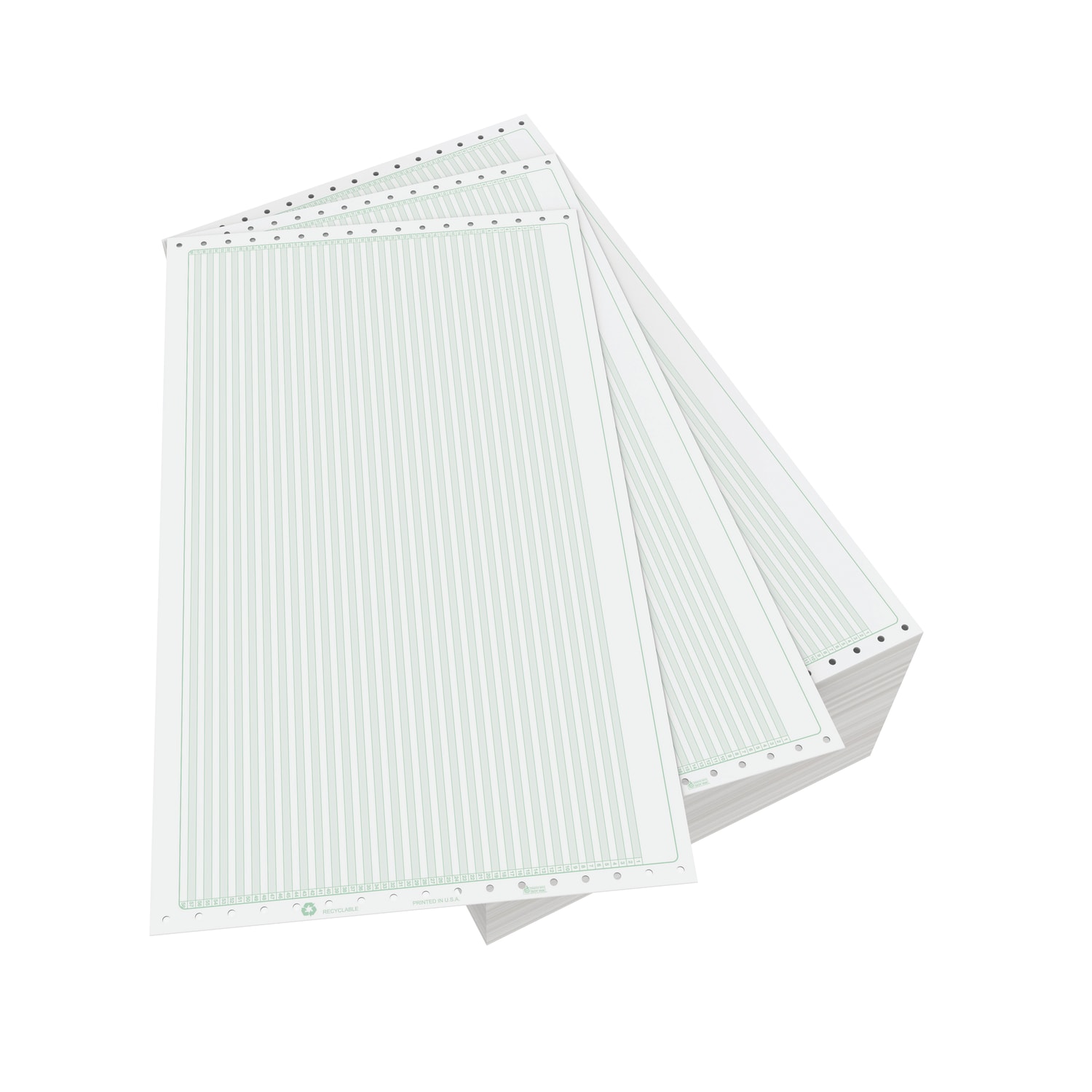 Domtar Continuous Form Paper, Unperforated, 14 7/8in x 8 1/2in, 18 Lb, 1/8in Green Bar, Carton Of 3,000 Forms - Image 3
