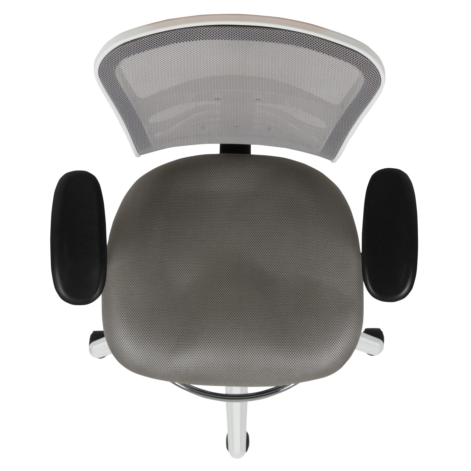 Flash Furniture Mid-Back Mesh Ergonomic Drafting Chair with Adjustable Chrome Foot Ring, Adjustable Arms, Light Gray/White - Image 12