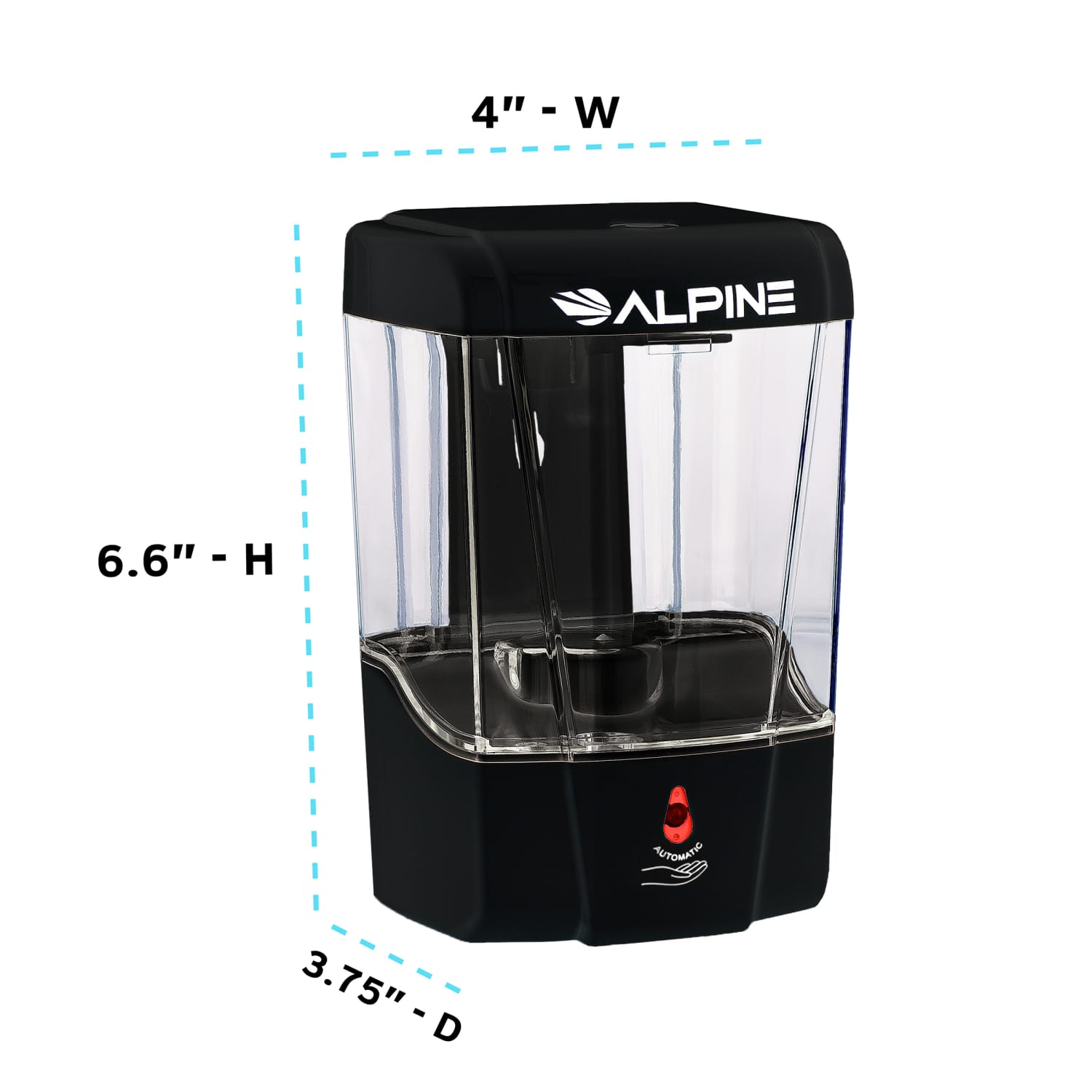 Alpine Automatic Gel Hand Sanitizer Dispenser, 7inH x 4-5/8inW x 4inD, Black - Image 5