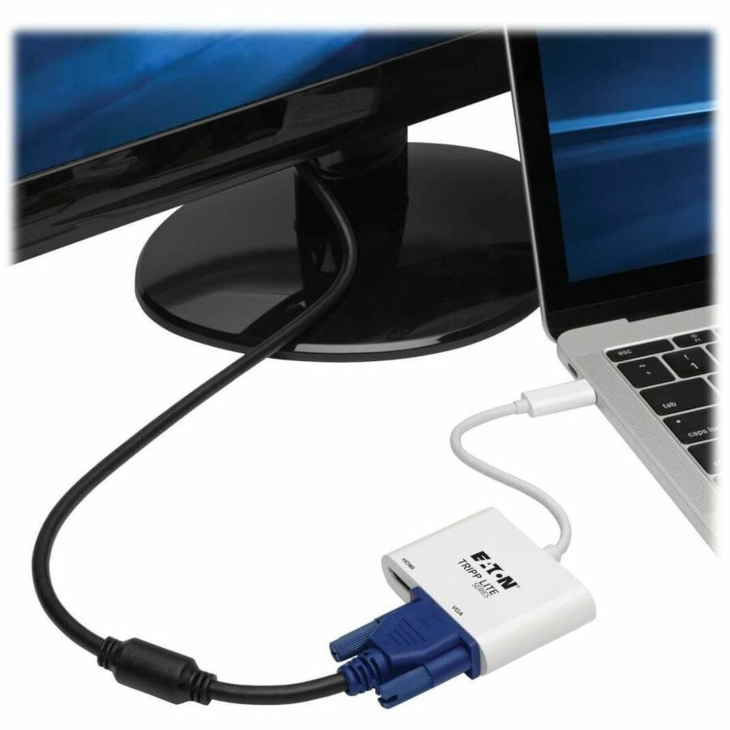 Eaton Tripp Lite Series USB 3.1 Gen 1 USB-C to HDMI/VGA 4K Adapter (M/2xF), Thunderbolt 3 Compatible, 4K @30Hz - U44406NHV4K - Image 3