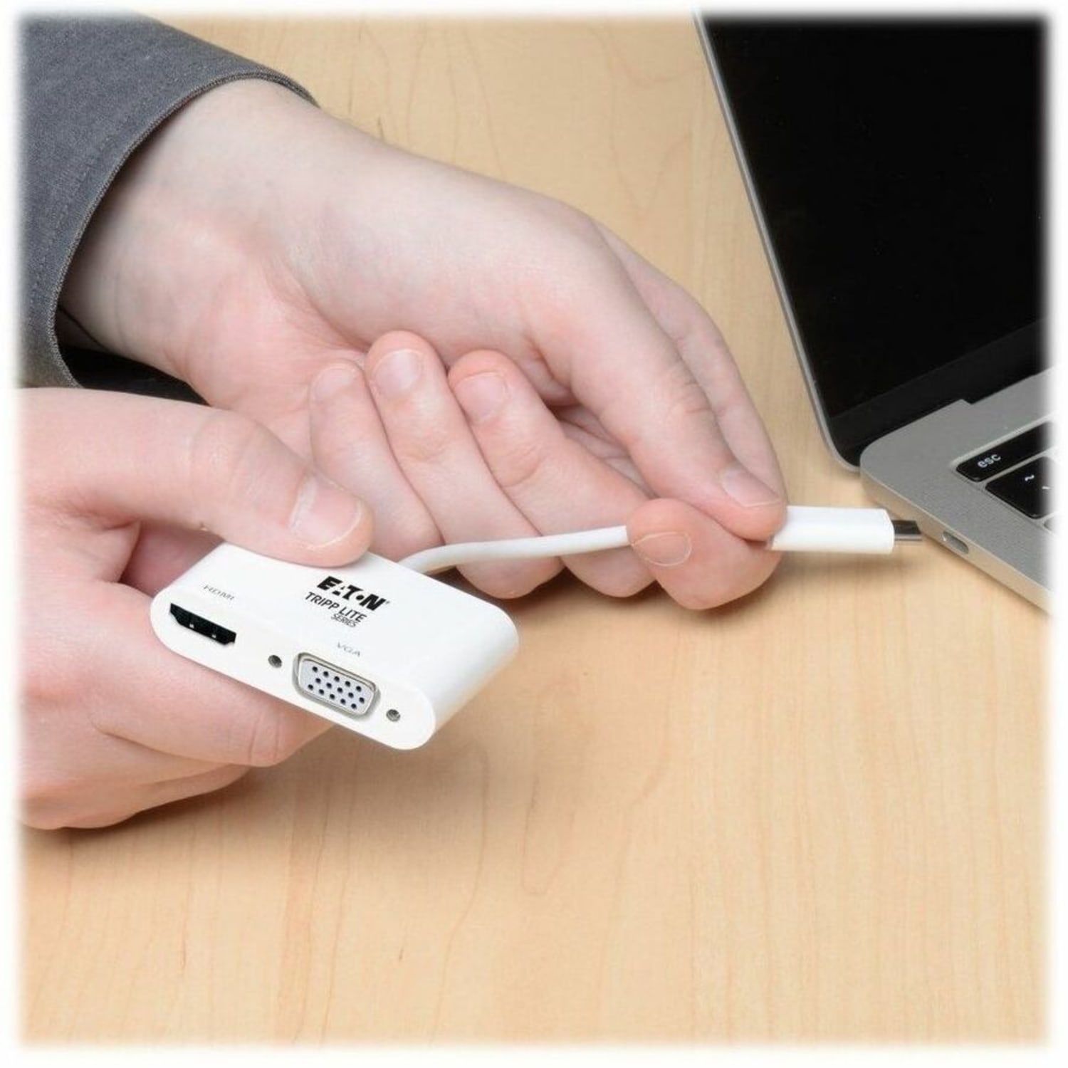 Eaton Tripp Lite Series USB 3.1 Gen 1 USB-C to HDMI/VGA 4K Adapter (M/2xF), Thunderbolt 3 Compatible, 4K @30Hz - U44406NHV4K - Image 6