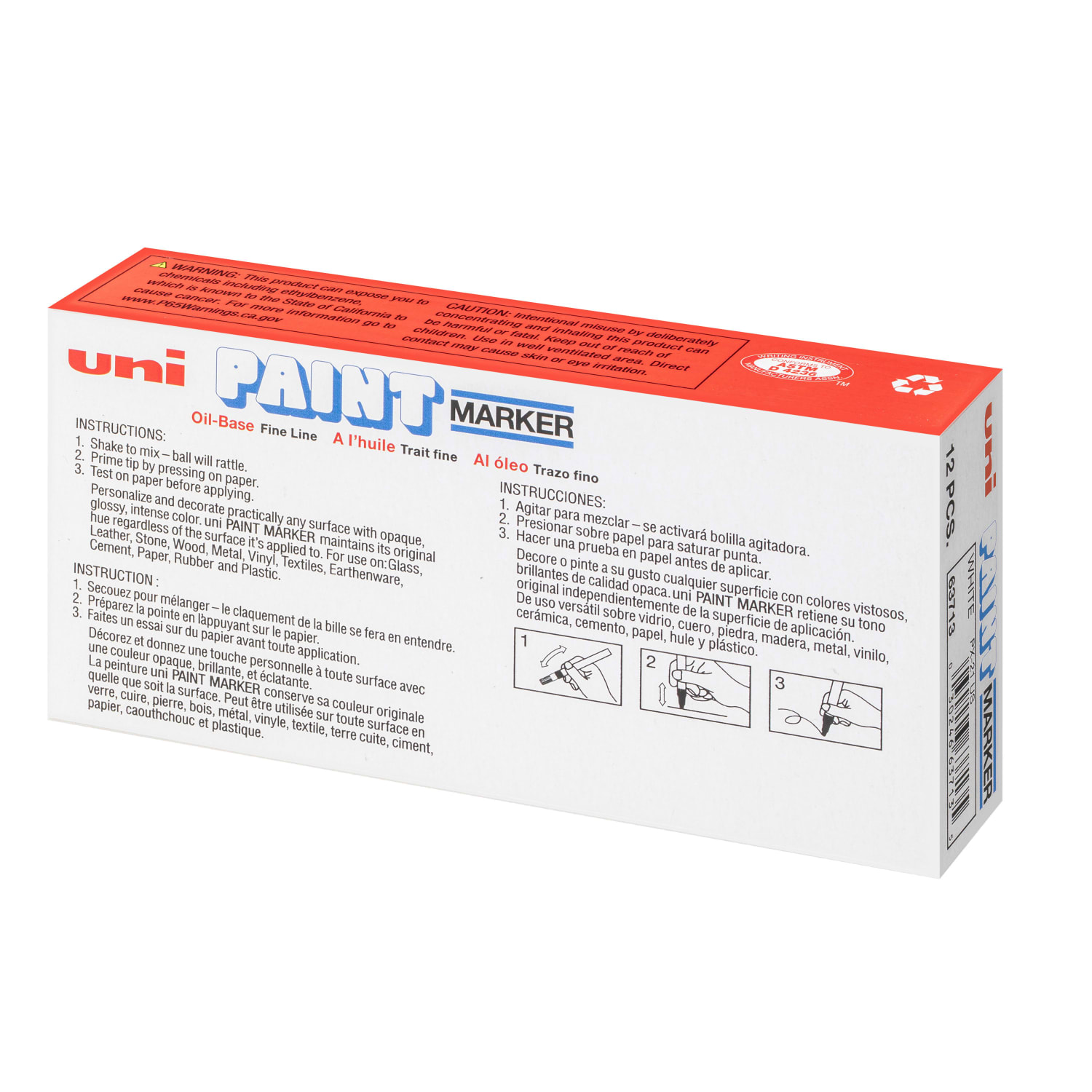 Uni-Paint Markers, Fine Point, White, Pack Of 12 - Image 3