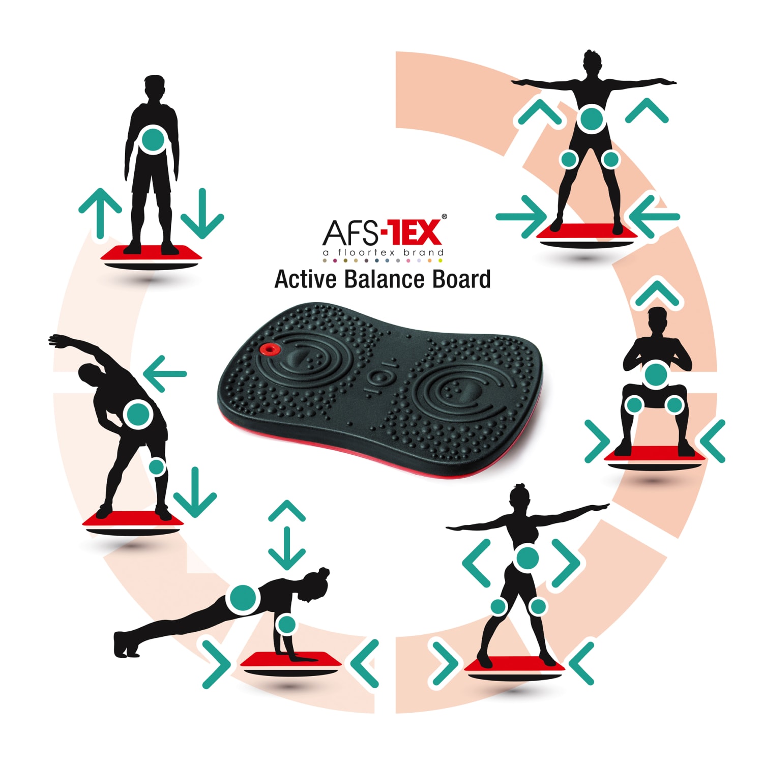 Floortex AFS-TEX Active Anti-Microbial Exercise Wobble Balance Board, 20in x 14in, Black - Image 6