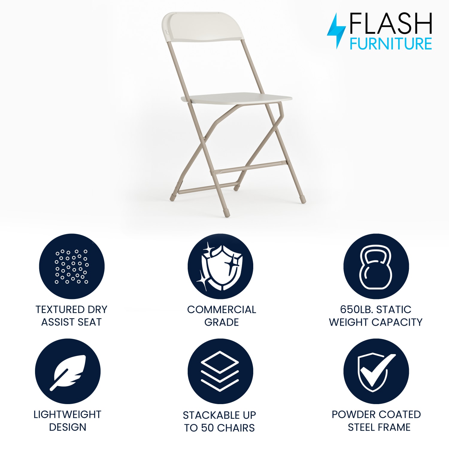 Flash Furniture HERCULES Series Premium Plastic Folding Chair Beige PopularChairscom