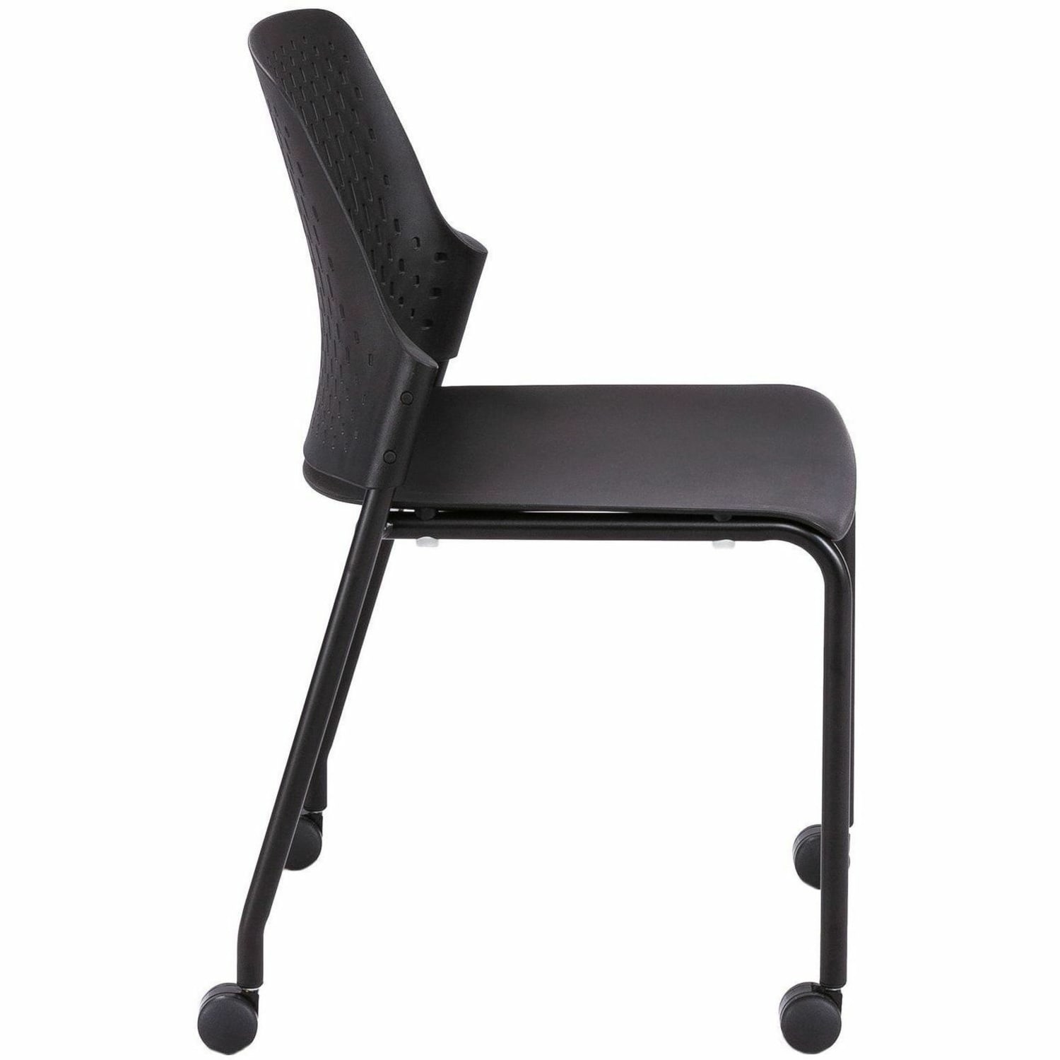 Safco Next Stack Chairs With Casters Black Set Of 4 Chairs PopularChairscom