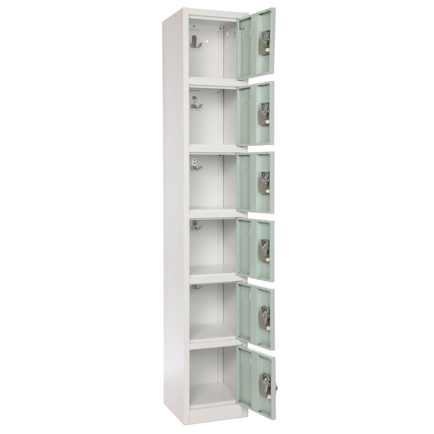 Alpine 6-Tier Steel Locker, 72inH x 12inW x 12inD, Misty Green - Image 4