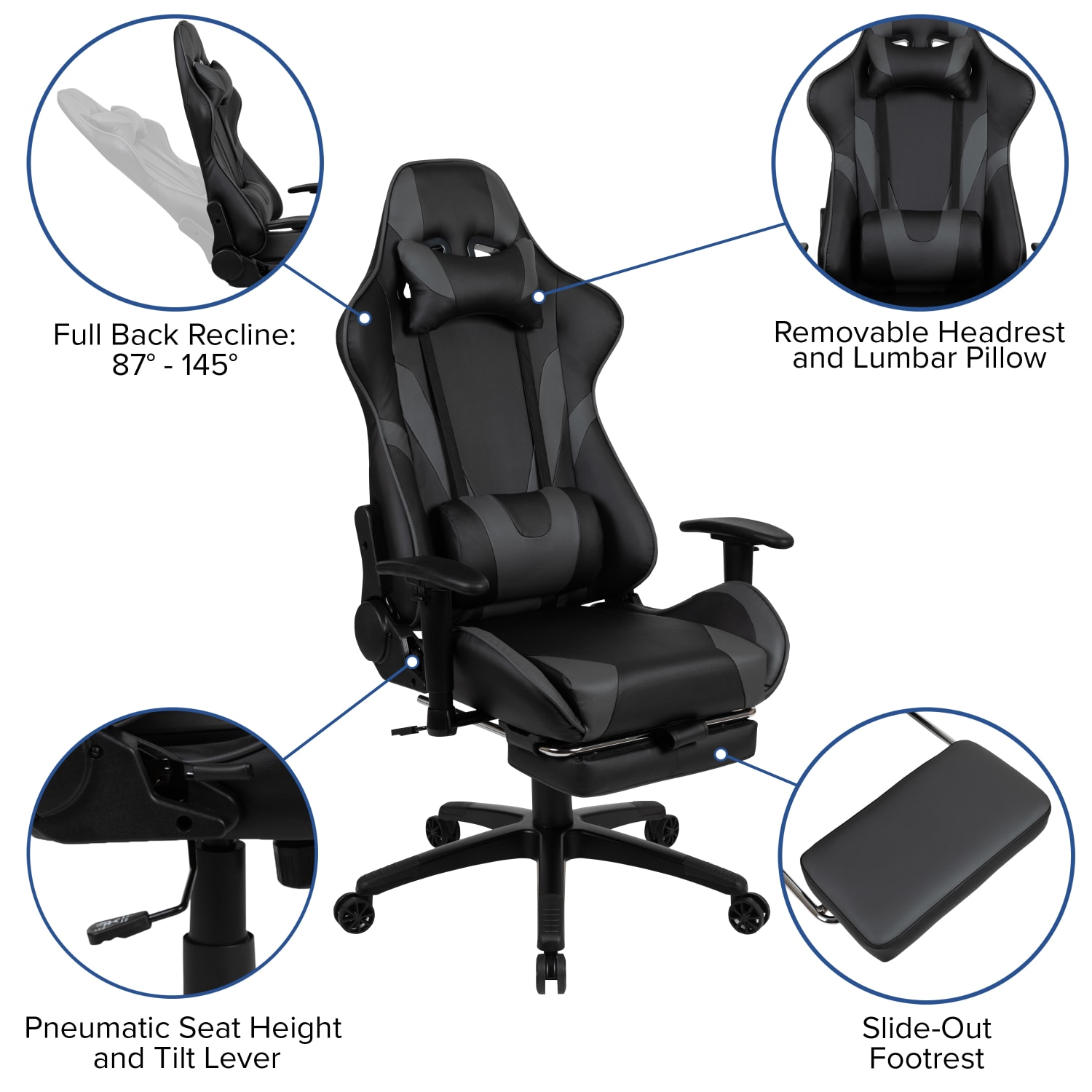 Flash Furniture Gaming Desk And Reclining Chair Set With Cup Holder And Headphone Hook, Gray - Image 5