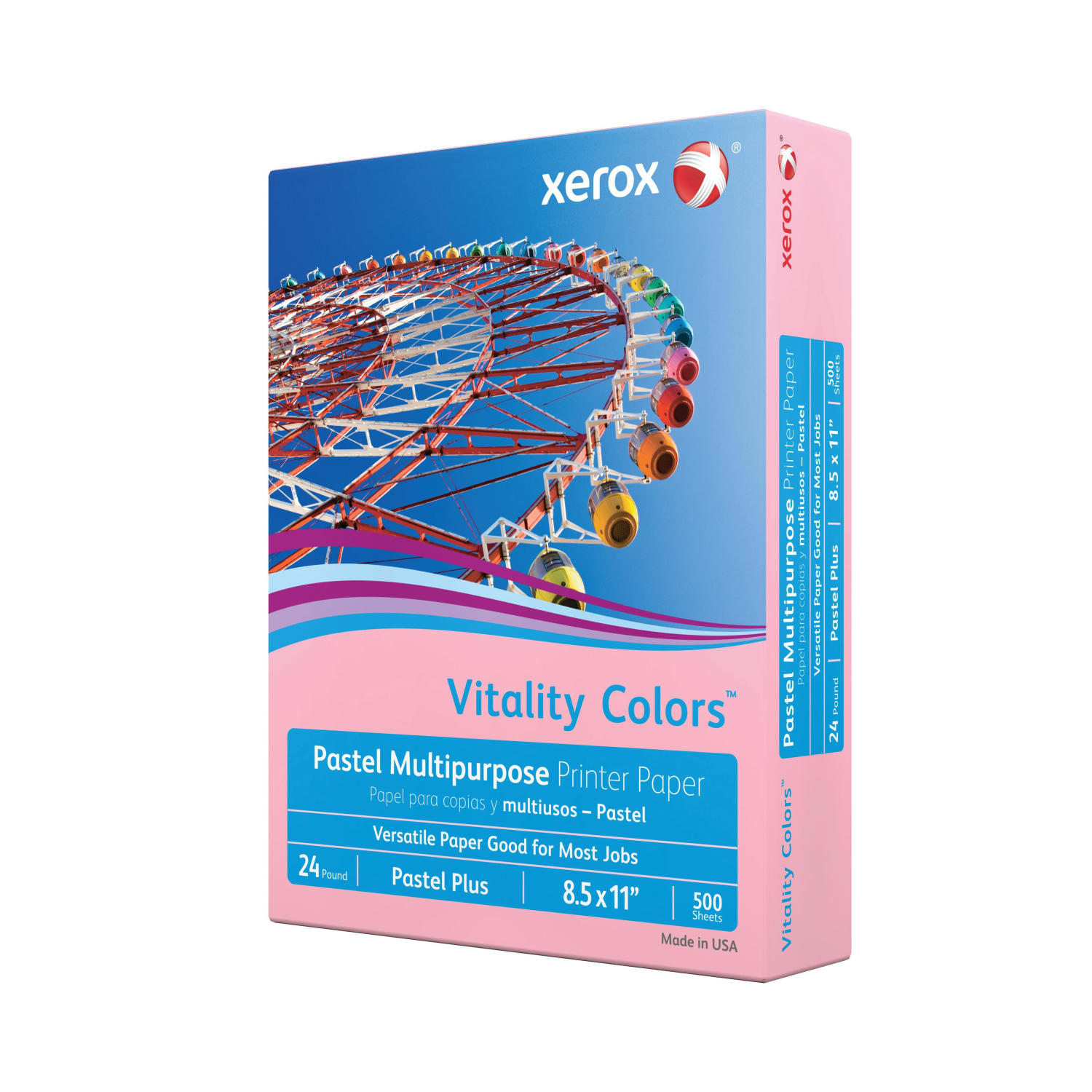 Xerox Vitality Colors Pastel Plus Color Multi-Use Printer & Copy Paper, 1 Ream, Pink, Letter (8.5in x 11in), 500 Sheets Per Ream, 24 Lb, 30% Recycled - Image 4