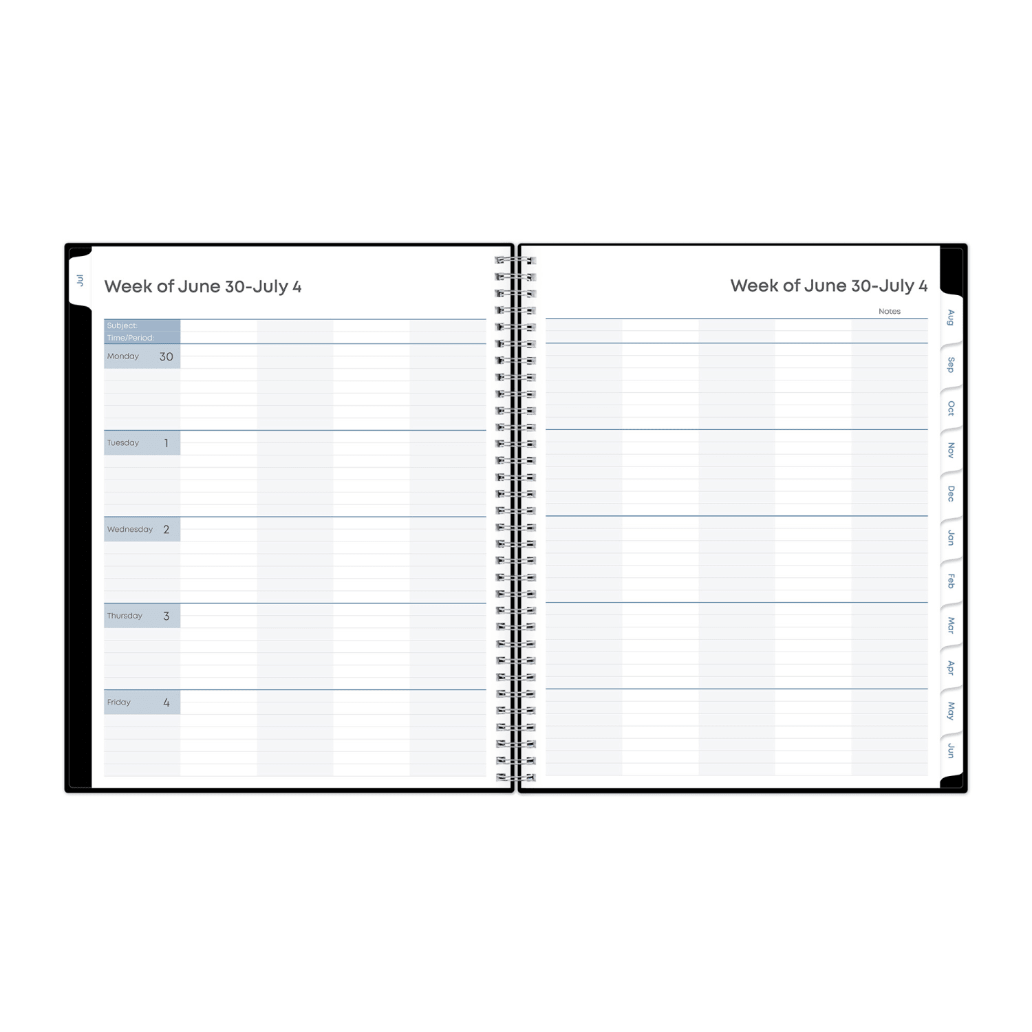 2025-2026 Blue Sky Teacher Lesson Planning Calendar, 8in x 11in, Solid Black, July 2026 To June 2026, 134433 - Image 3