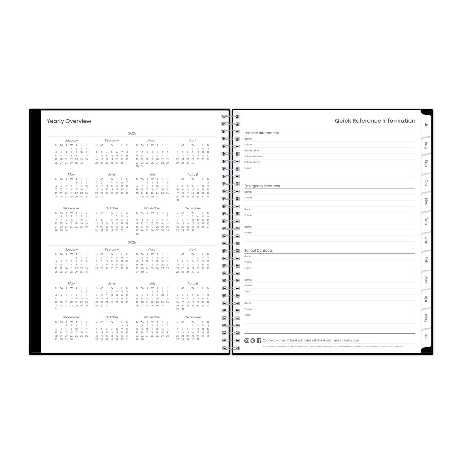 2025-2026 Blue Sky Teacher Lesson Planning Calendar, 8in x 11in, Solid Black, July 2026 To June 2026, 134433 - Image 6
