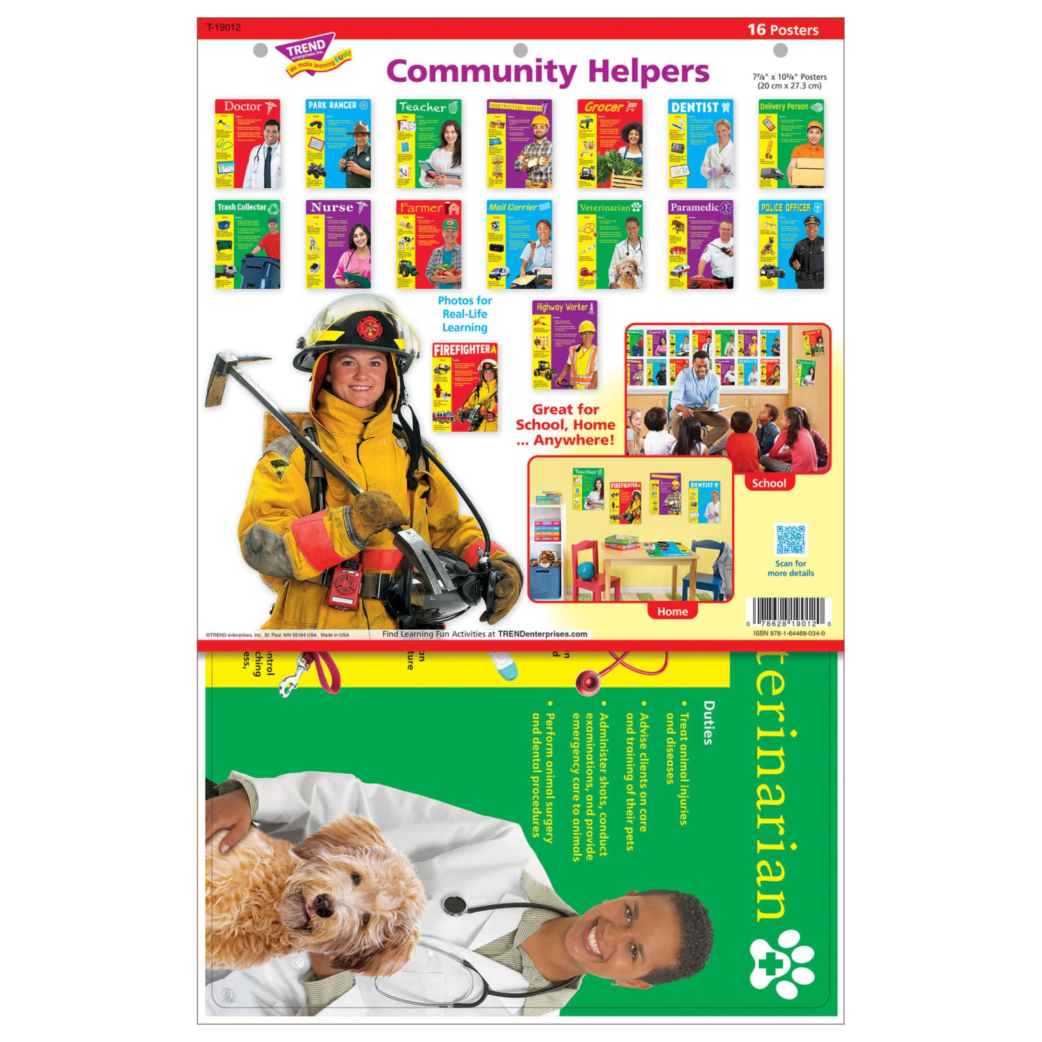 Trend Learning Posters, Community Helpers, 10-3/4in x 7-7/8in, Grades Pre-K To 4, Pack Of 16 Posters - Image 4