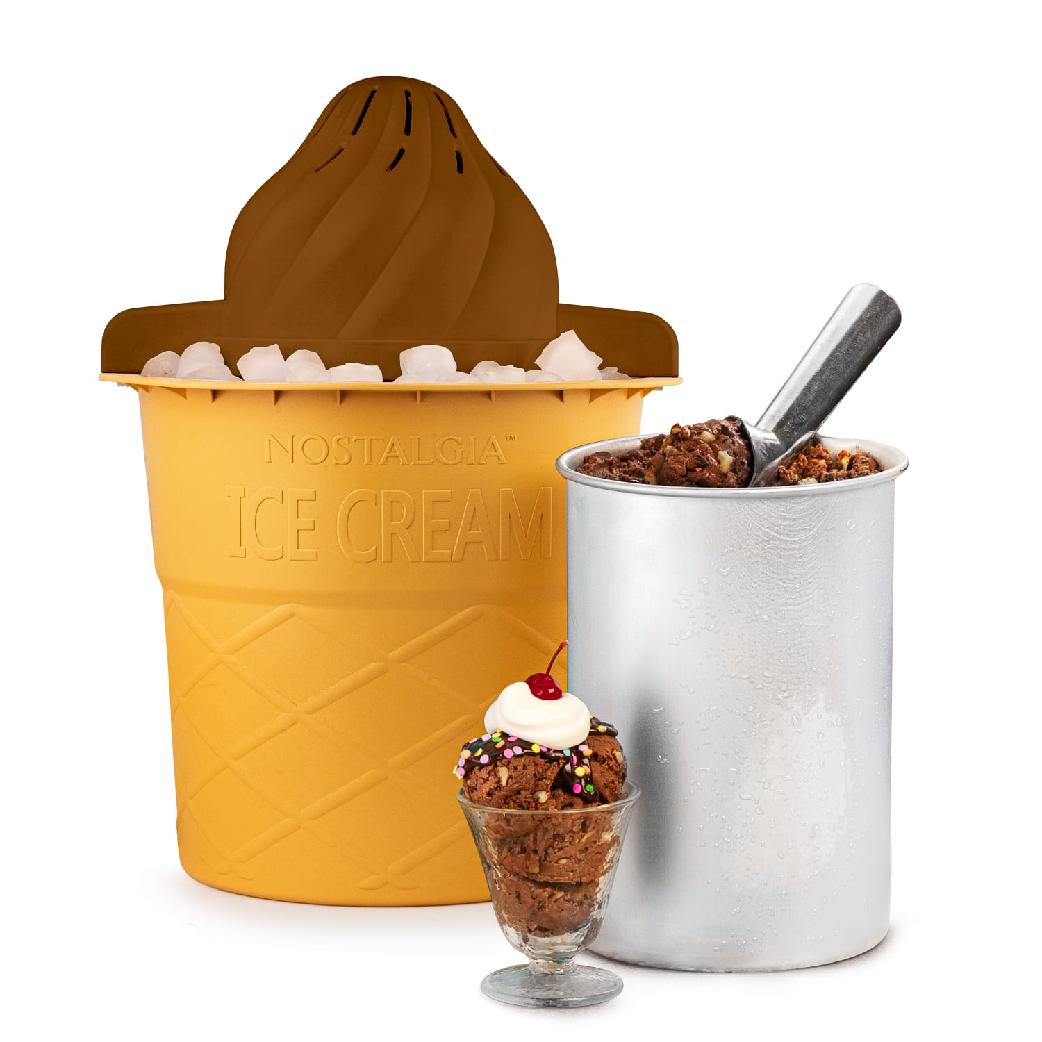 Nostalgia 4-Quart Swirl Cone Ice Cream Maker, Chocolate Brown - Image 5