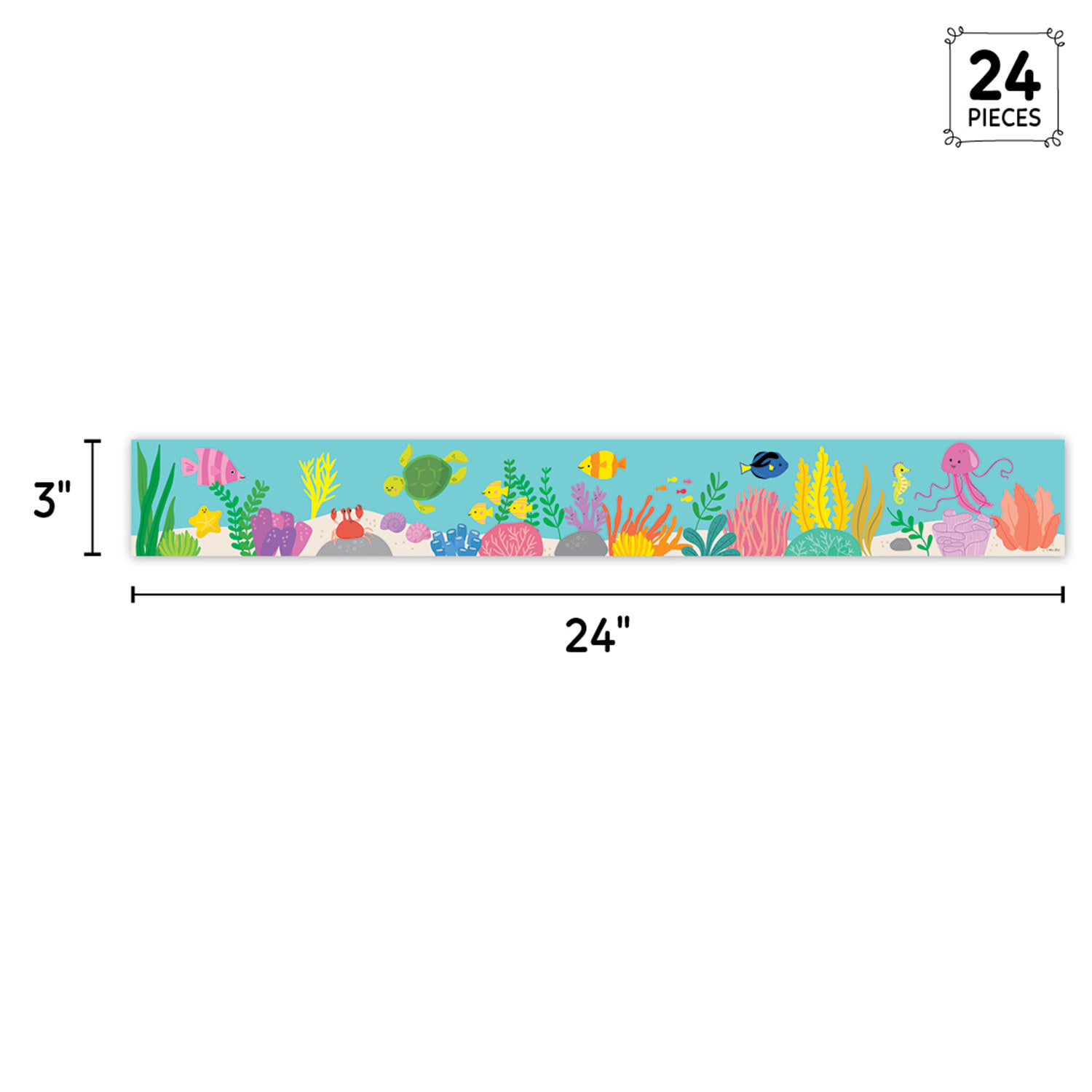 Creative Teaching Press EZ Border, 3in x 24in Strips, Sea Friends Under the Sea, 48 Feet Per Pack, Set Of 3 Packs - Image 4