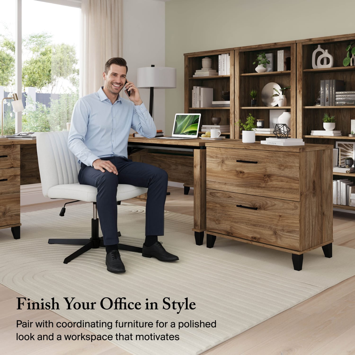 Bush Furniture Somerset 29-3/4inW x 16-3/4inD Lateral 2-Drawer File Cabinet, Fresh Walnut, Standard Delivery - Image 4