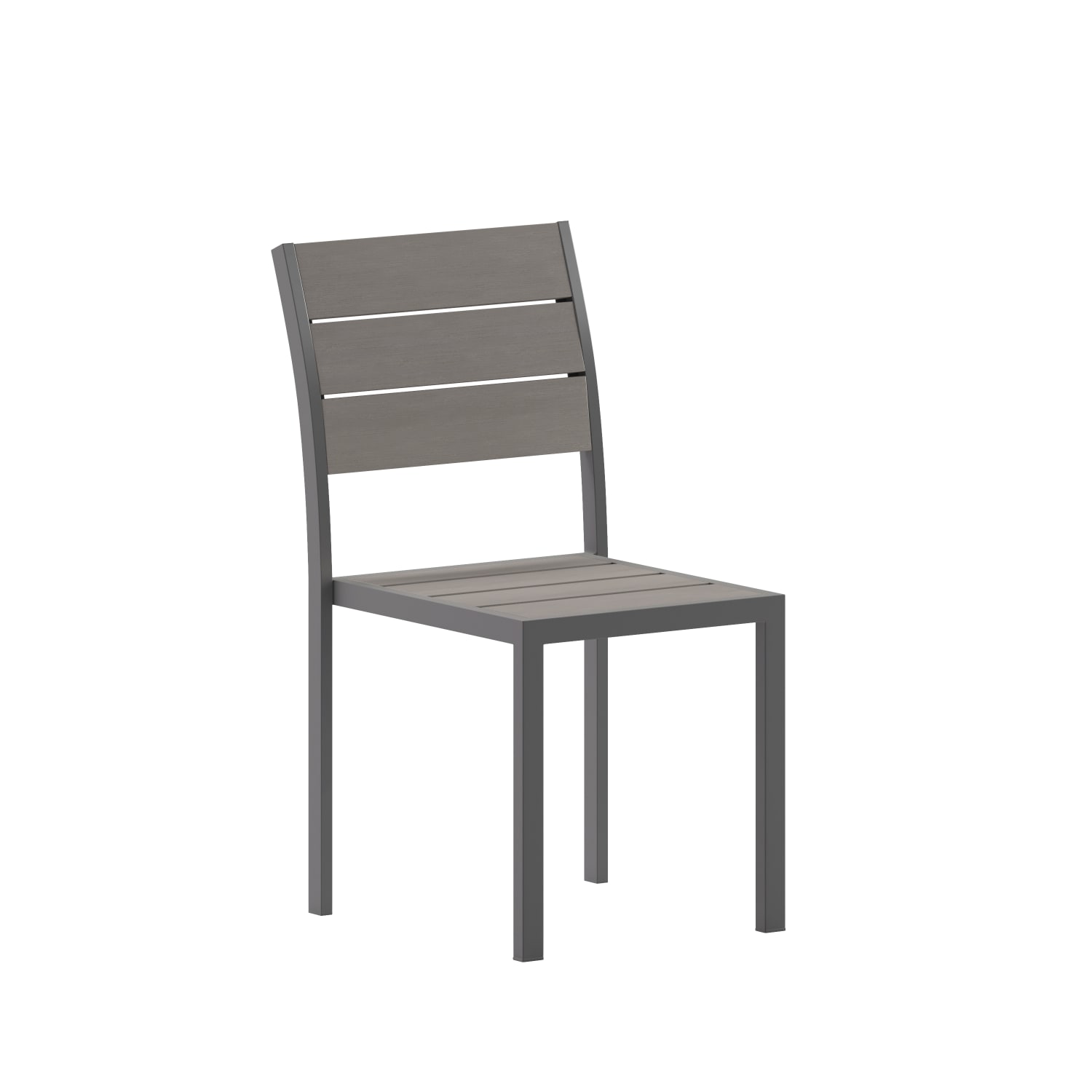 Flash Furniture Finch Metal Armless Stackable Patio Chair, Gray - Image 3