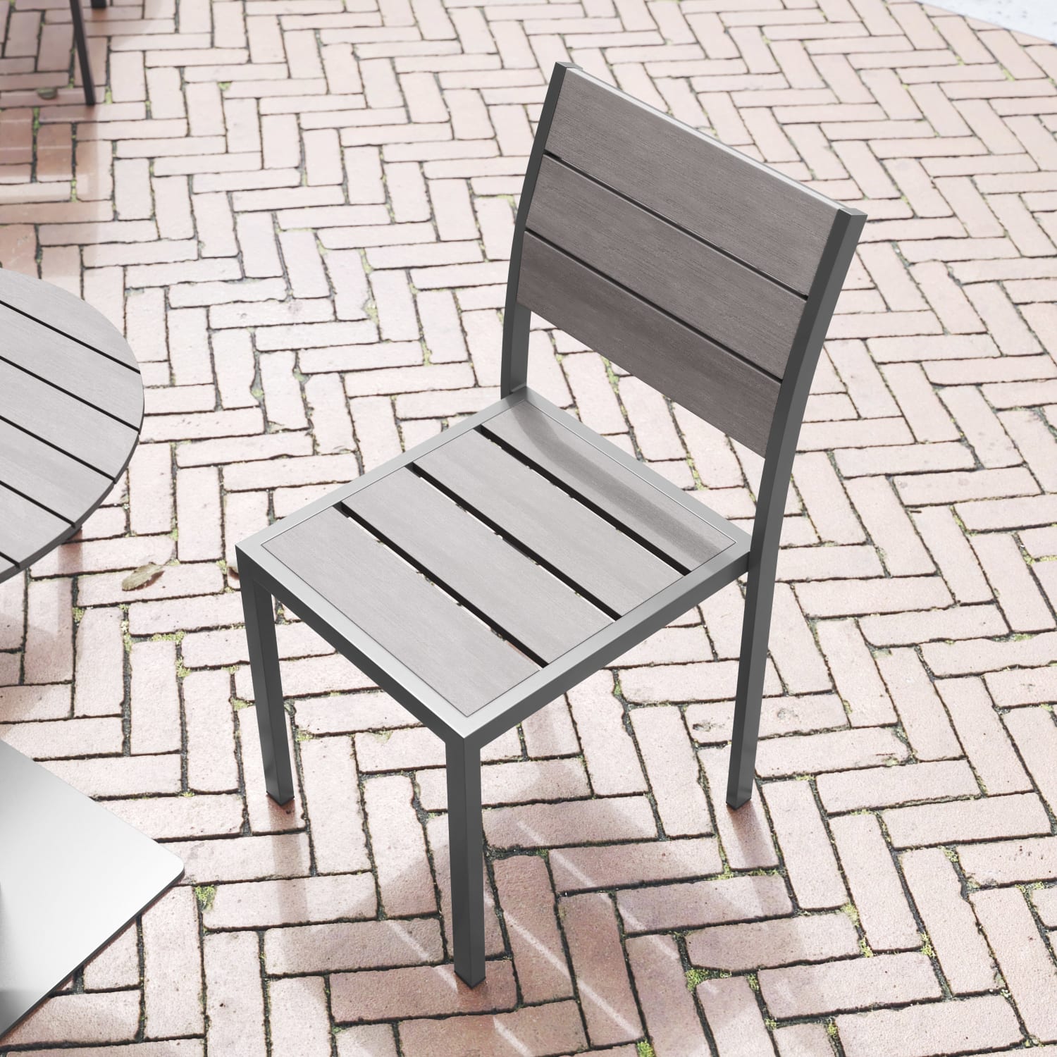 Flash Furniture Finch Metal Armless Stackable Patio Chair Gray PopularChairscom