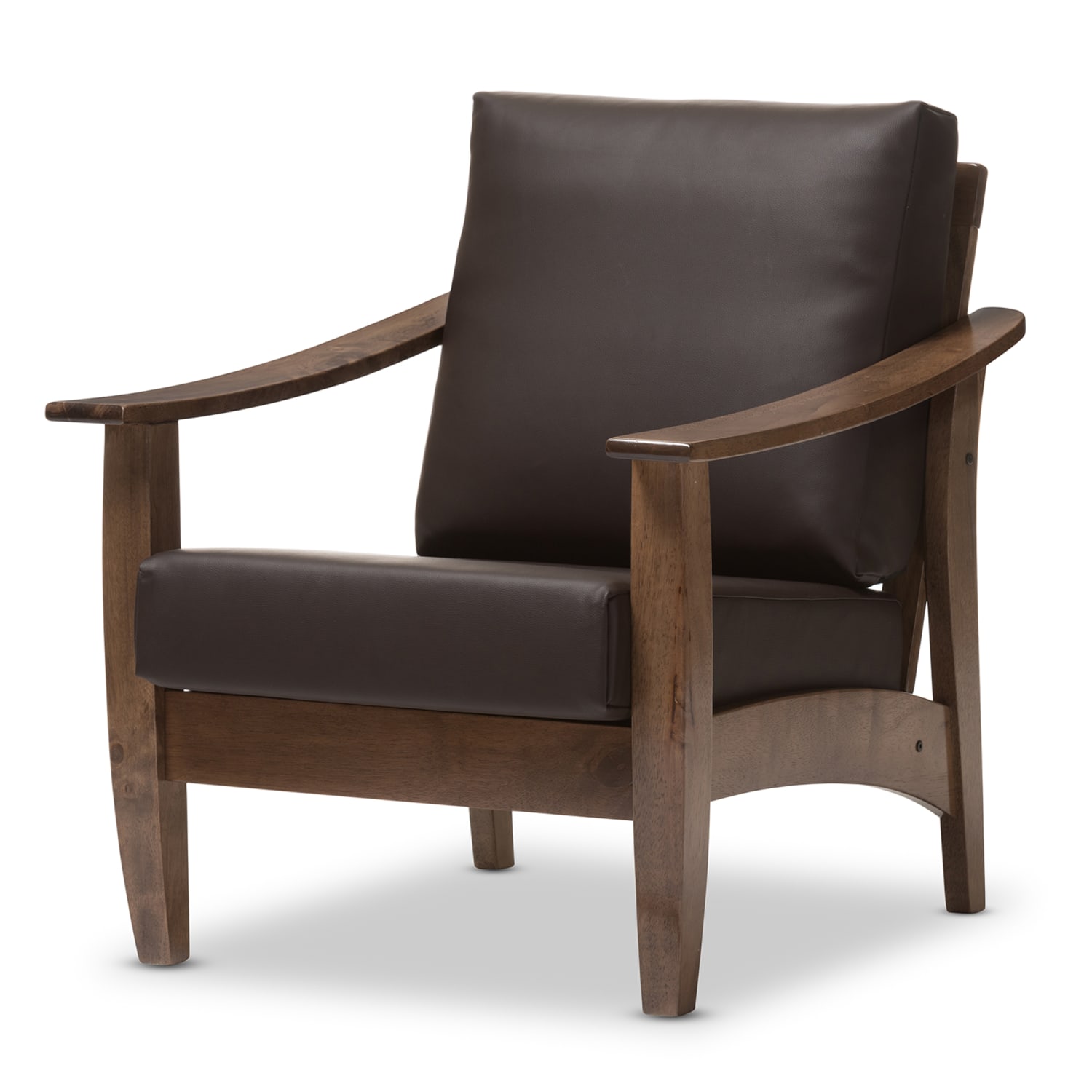 Baxton Studio Anton Lounge Chair, Dark Brown/Dark Walnut - Image 3