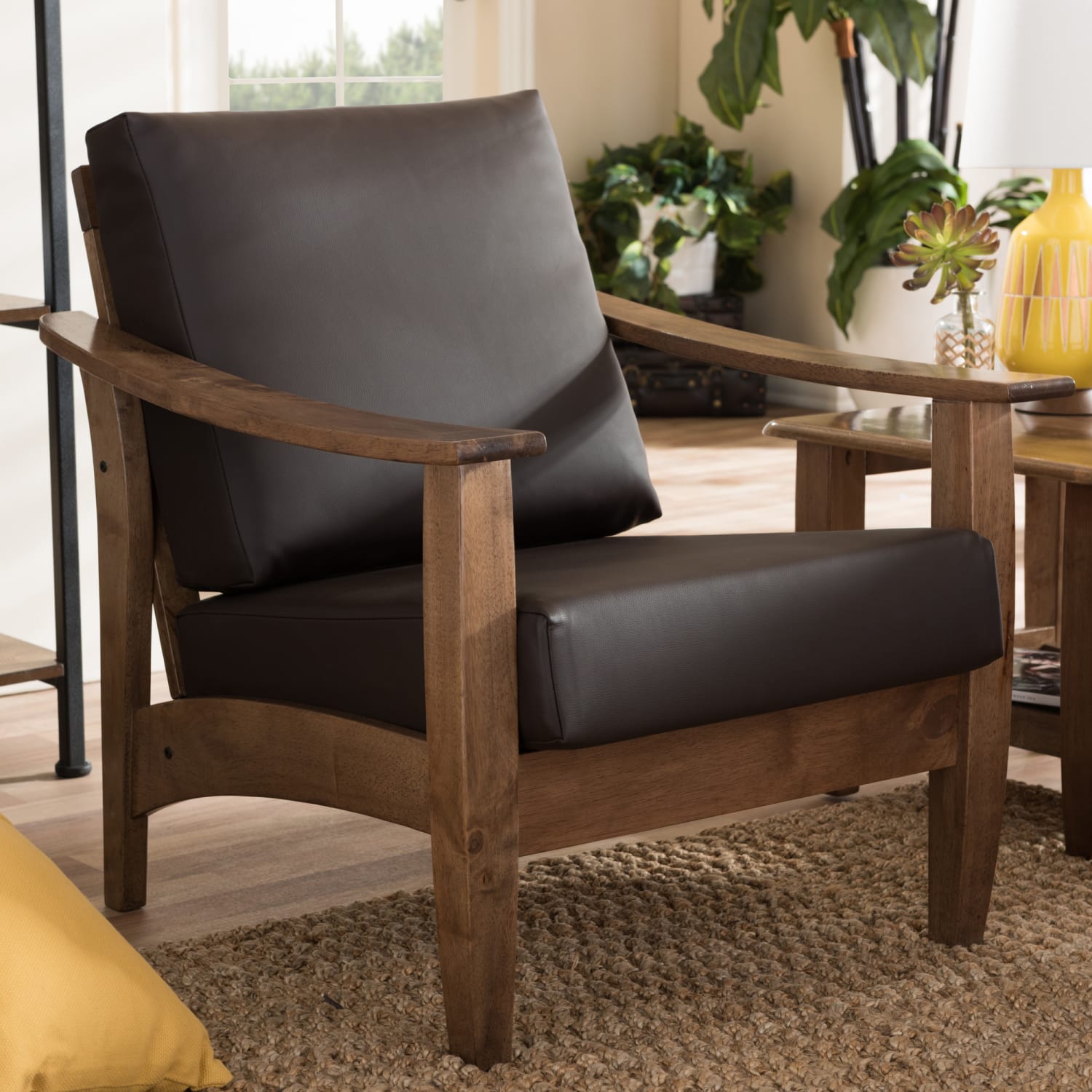 Baxton Studio Anton Lounge Chair, Dark Brown/Dark Walnut - Image 6