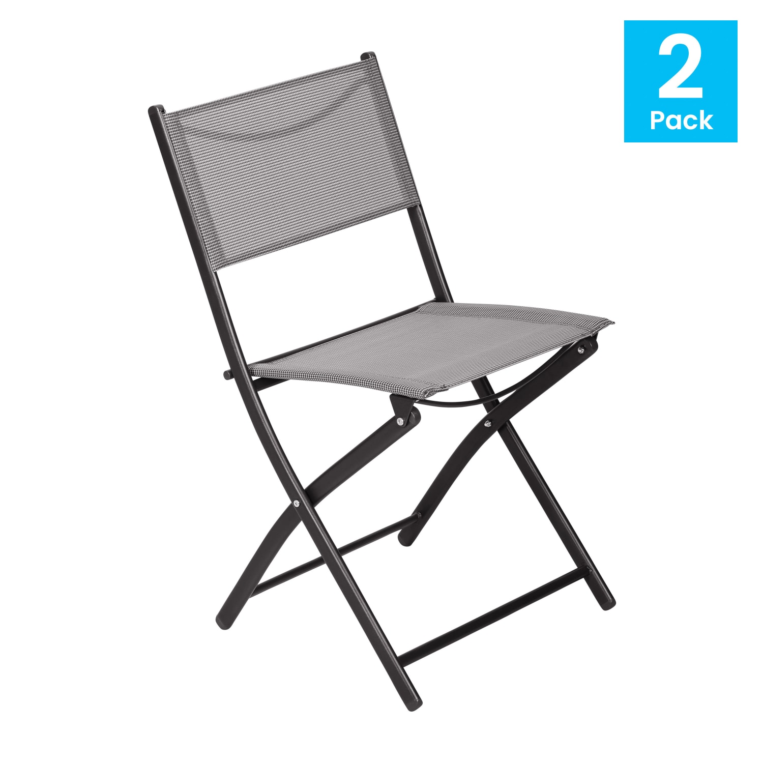 Flash Furniture Brazos Set of 2 Commercial Grade Indoor/Outdoor Folding Chairs with Flex Comfort Material Backs and Seats and Metal Frames, Gray - Image 3