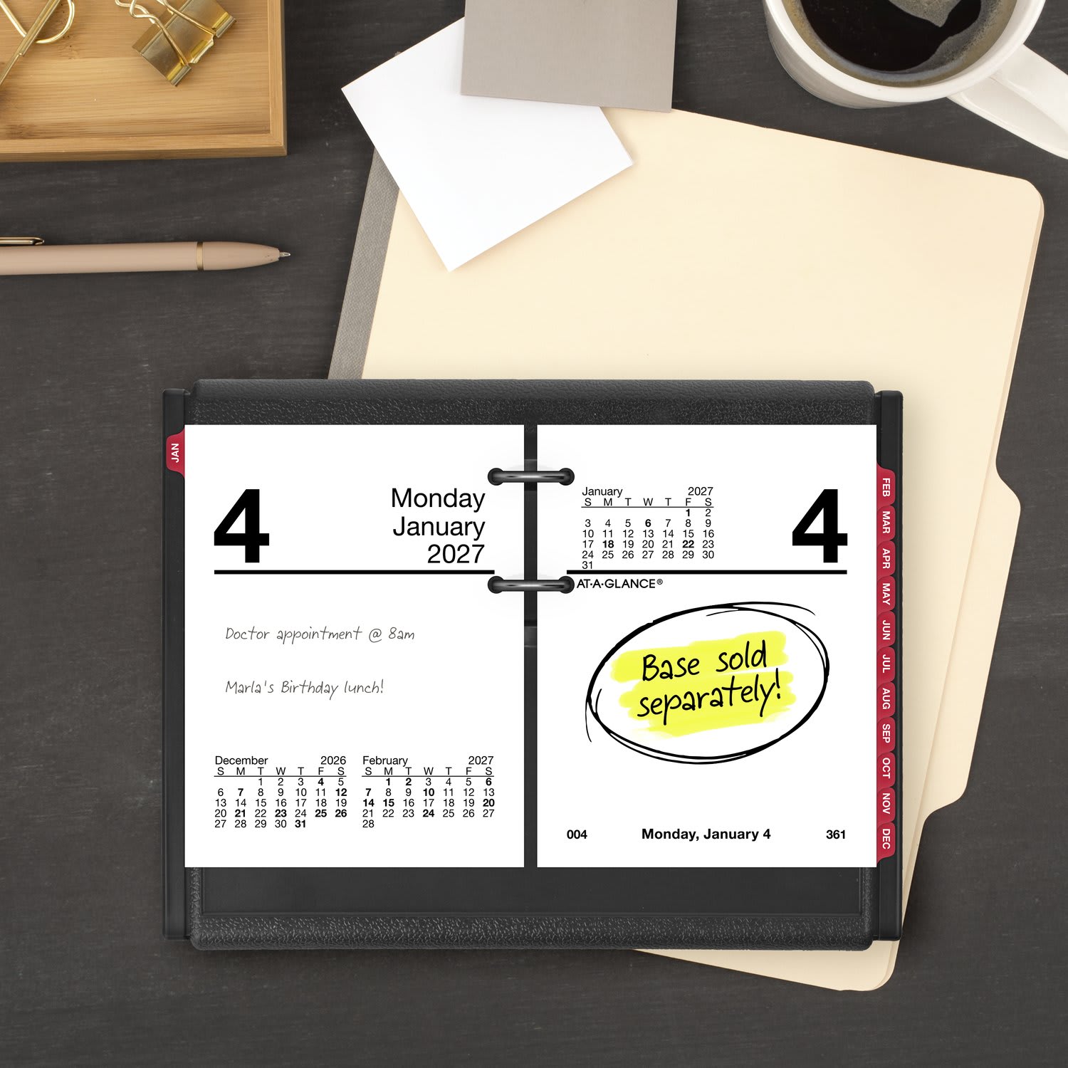 AT-A-GLANCE 2027 Daily Loose-Leaf Desk Calendar Refill, Mini, 3in x 3 3/4in - Image 3