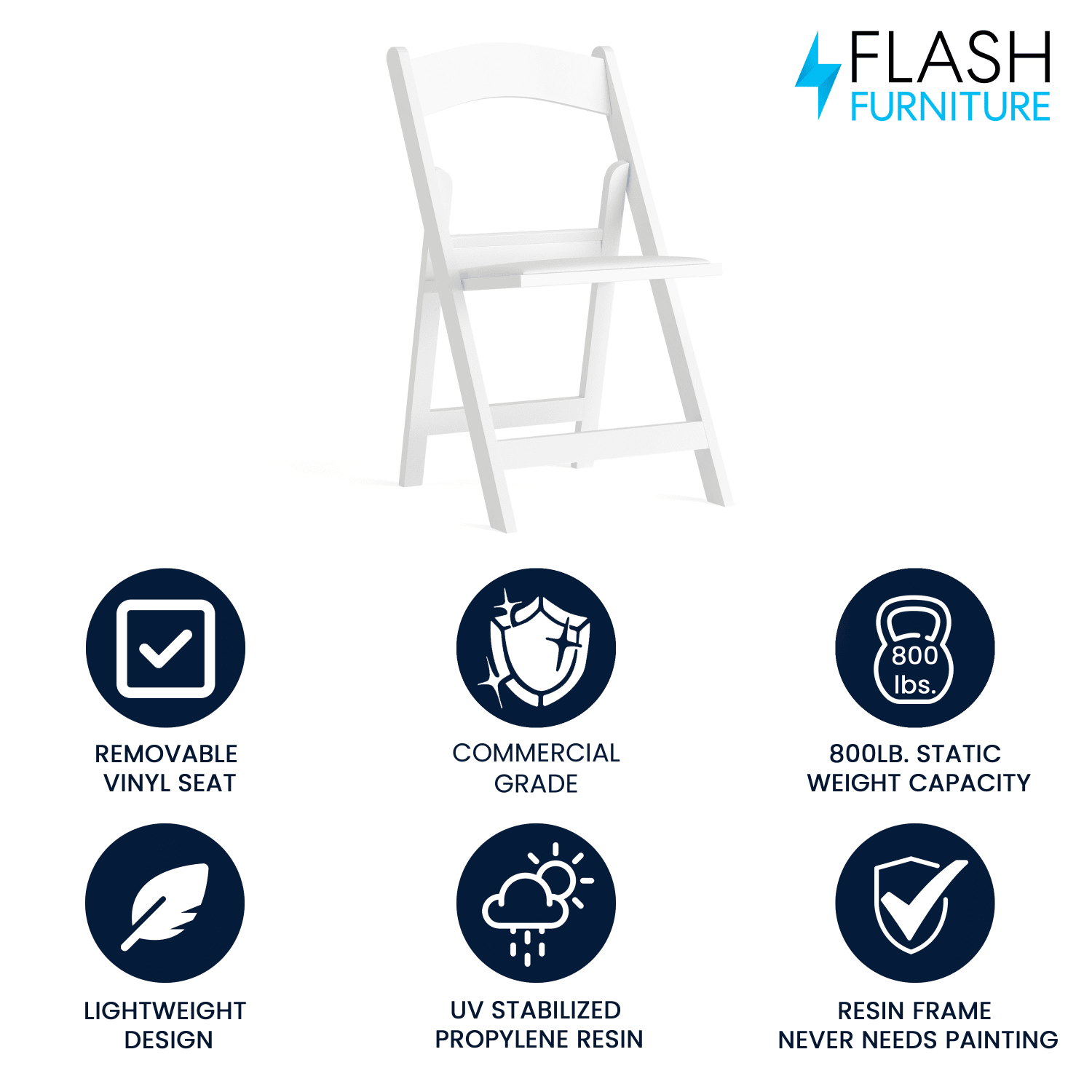 Flash Furniture Hercules Folding Chair, White - Image 3