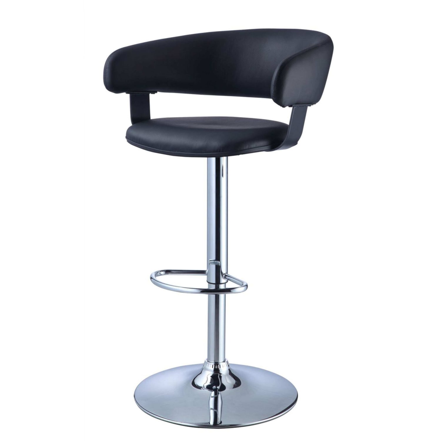 Powell Barrel Back Adjustable Bar Stool, Black/Chrome - Image 3