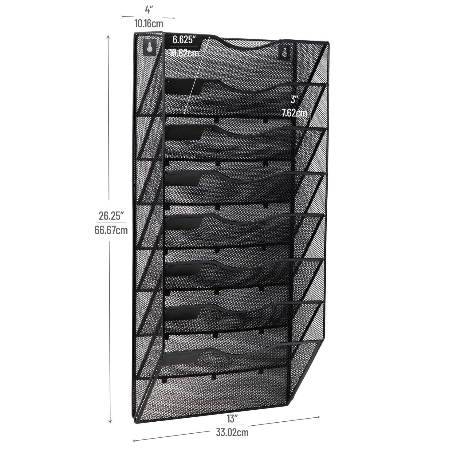 Mind Reader 8-Pocket Wall File Organizer, 26-1/4inH x 4inW x 13inD, Black - Image 4