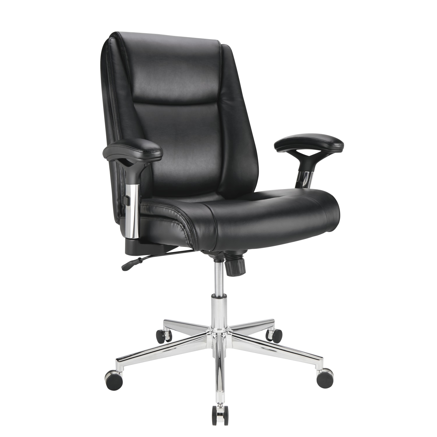 Realspace® Densey Bonded Leather Mid Back Managers Chair BrownBlackSilver PopularChairscom