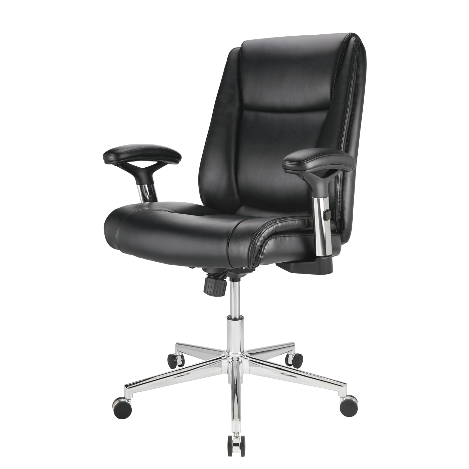 Realspace® Densey Bonded Leather Mid-Back Manager's Chair, Brown/Black/Silver - Image 4