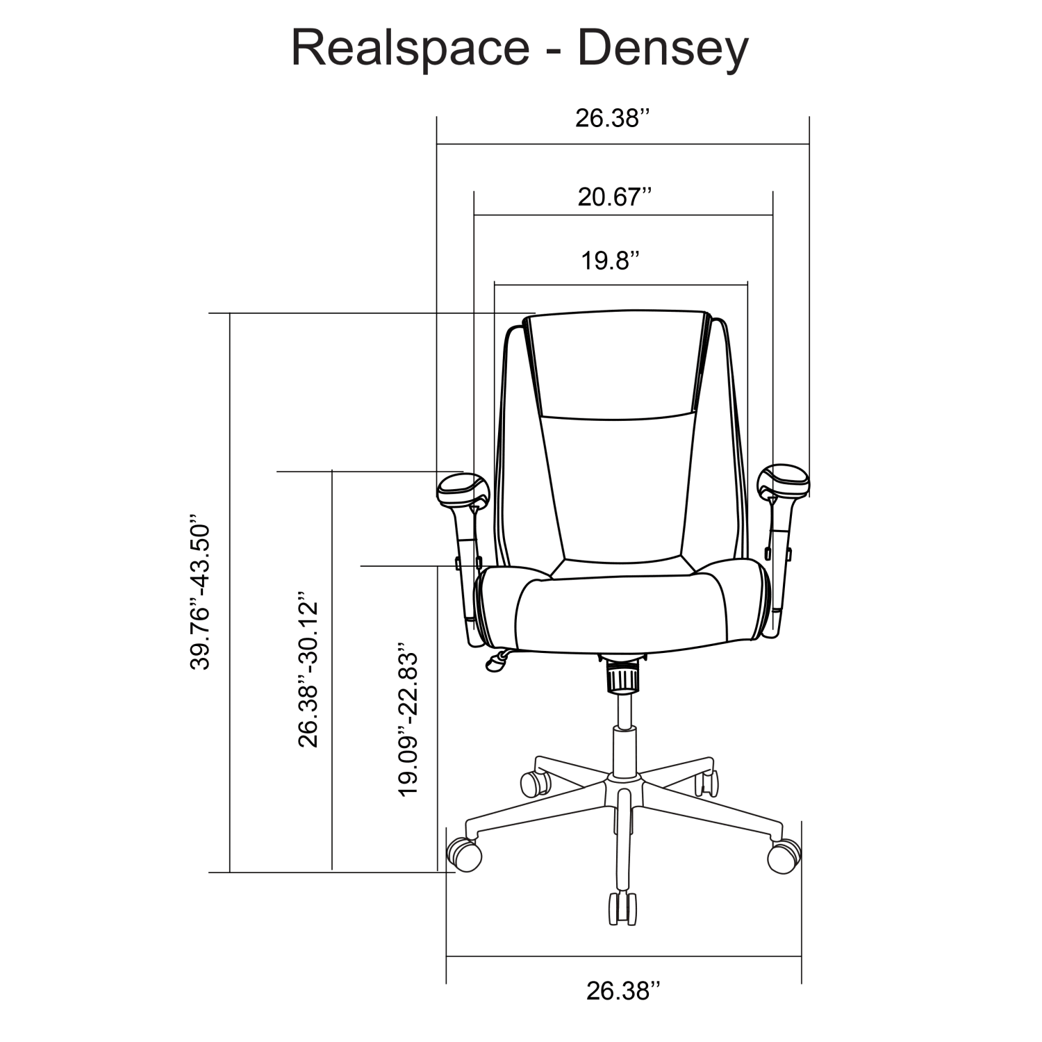 Realspace® Densey Bonded Leather Mid-Back Manager's Chair, Brown/Black/Silver - Image 6