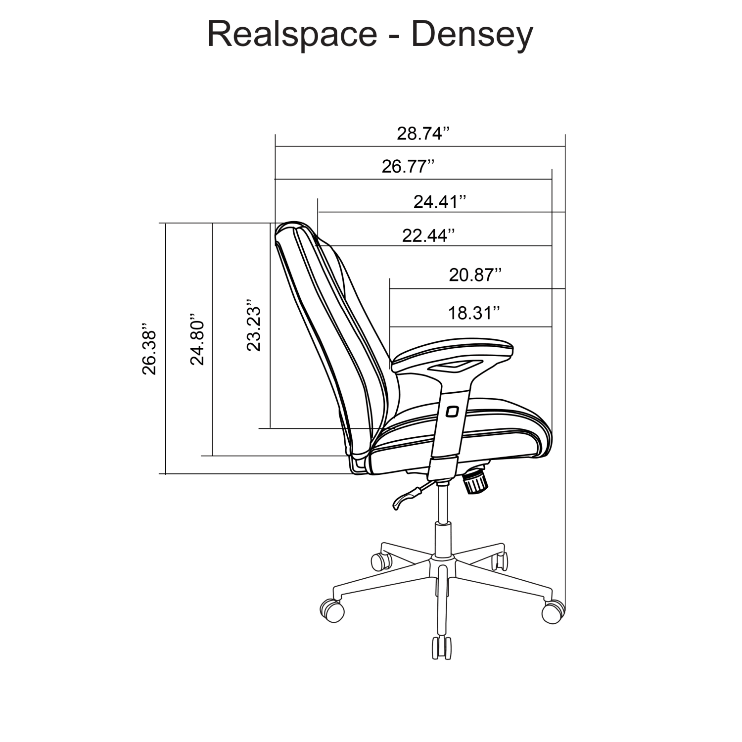 Realspace® Densey Bonded Leather Mid-Back Manager's Chair, Brown/Black/Silver - Image 7