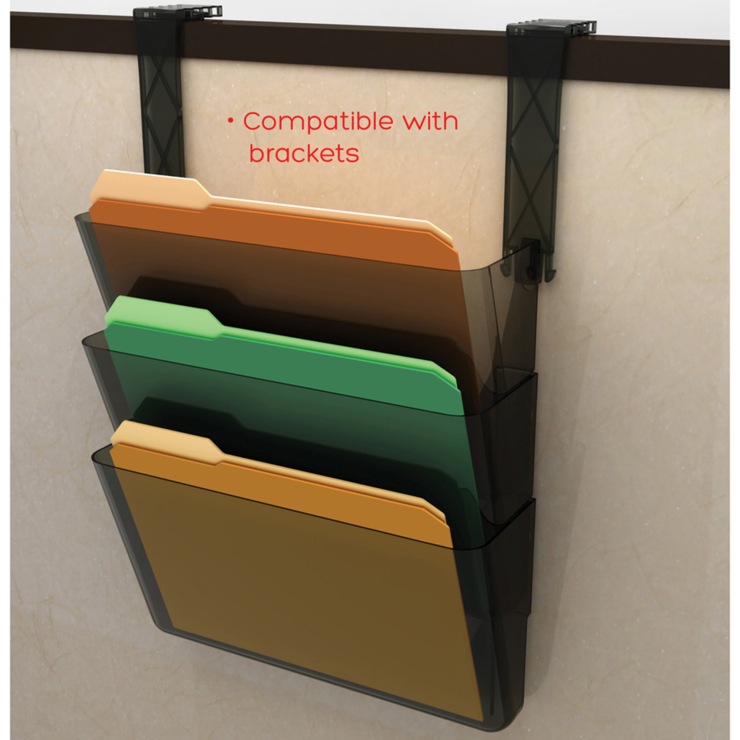 Deflecto Stackable Wall File Pocket, 3 Pack, Smoke - Image 5